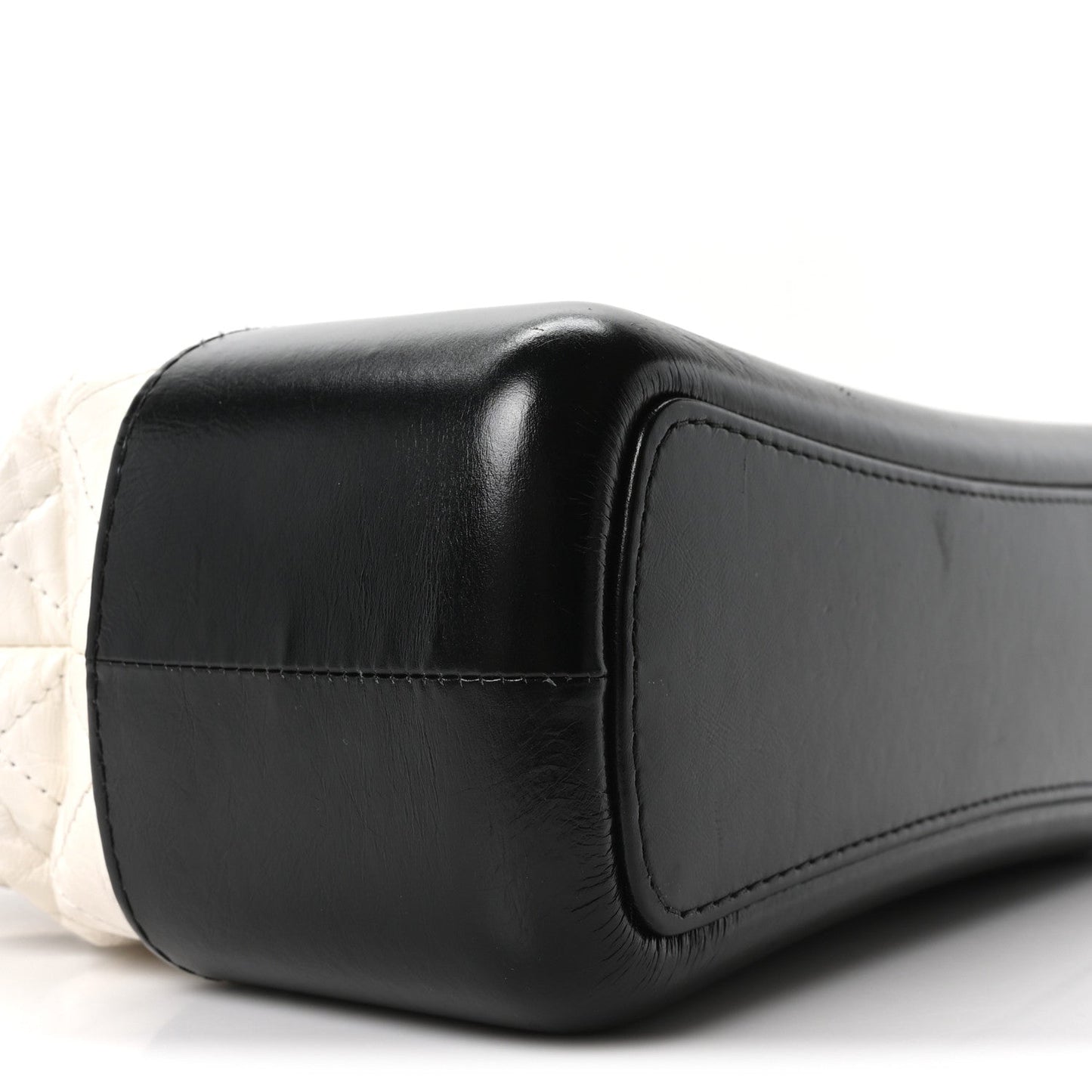 Aged Calfskin Quilted Medium Gabrielle Hobo Black White