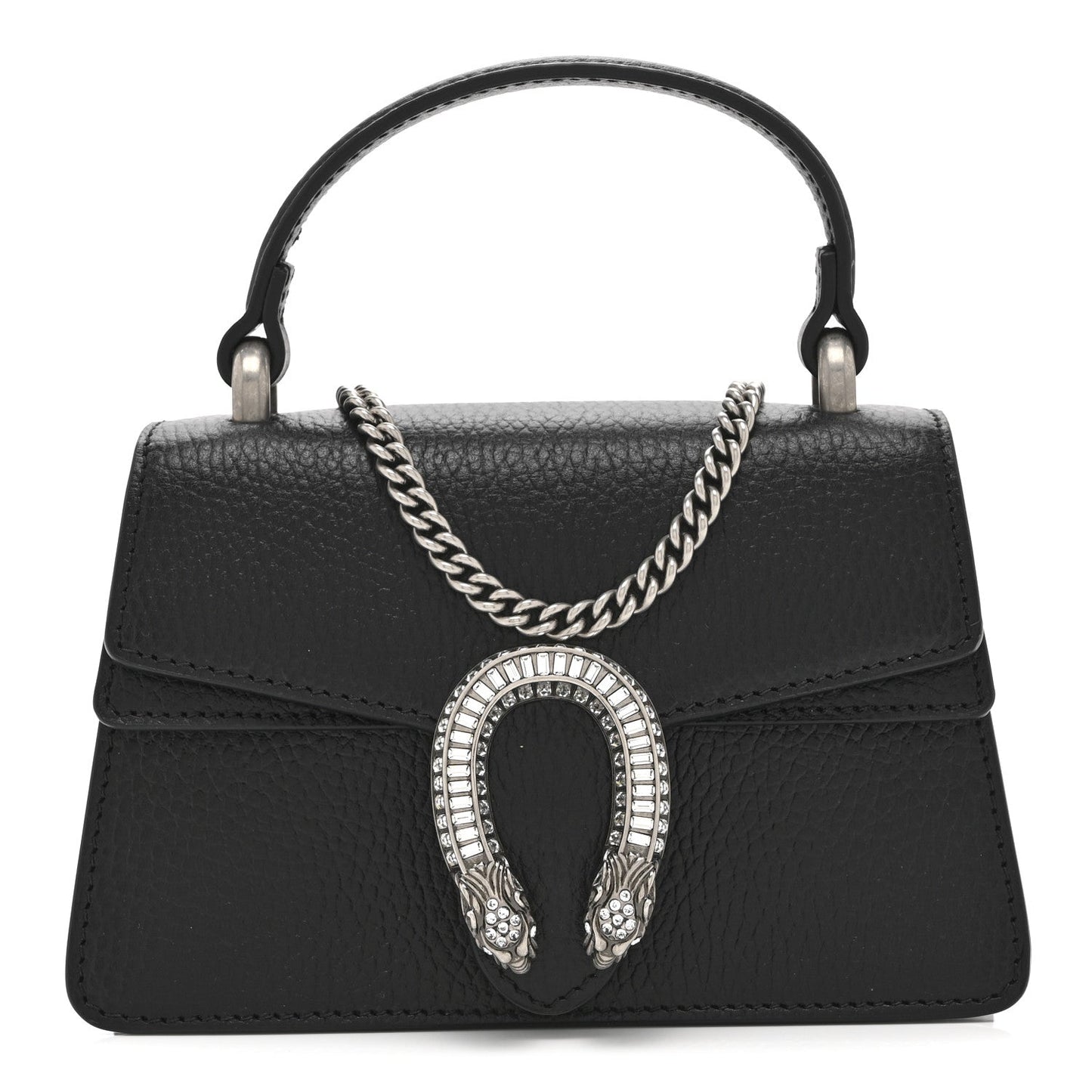 Dollar Calfskin Crystal Mini Dionysus Top Handle Bag Black Crystal