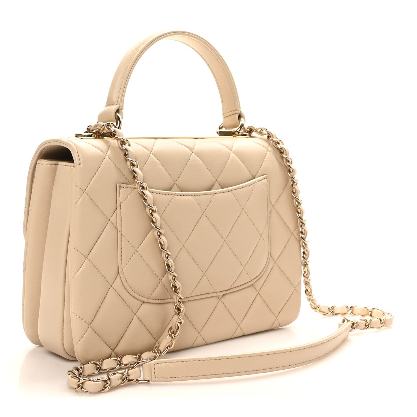 Lambskin Quilted Small Trendy CC Dual Handle Flap Bag Light Beige