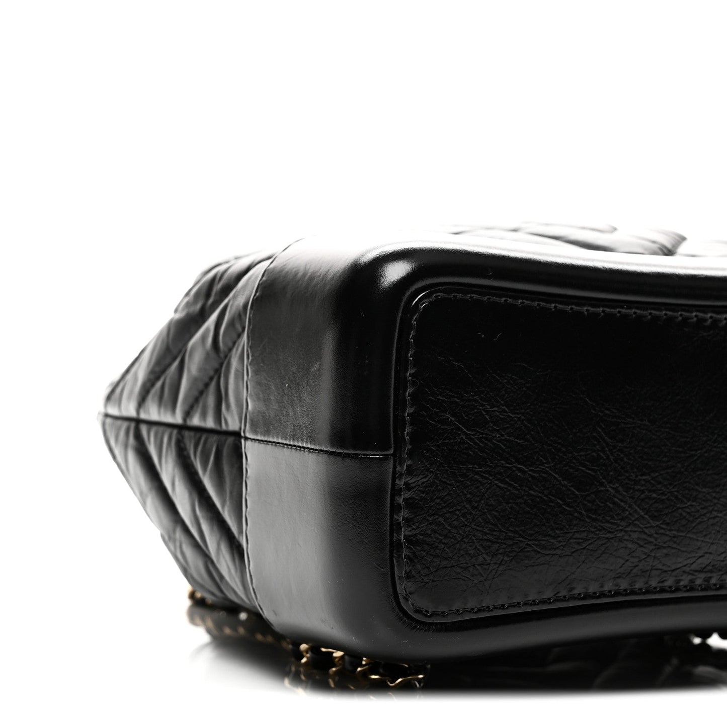 Aged Calfskin Chevron Quilted Small Gabrielle Backpack Black