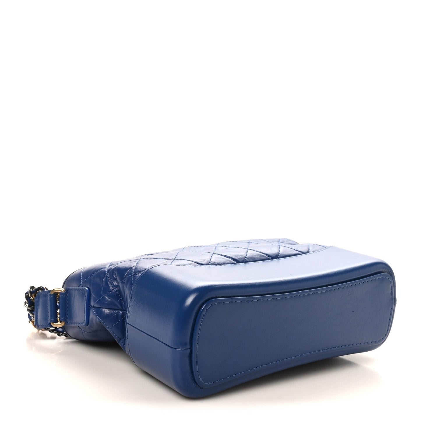 Aged Calfskin Quilted Medium Gabrielle Logo Hobo Blue