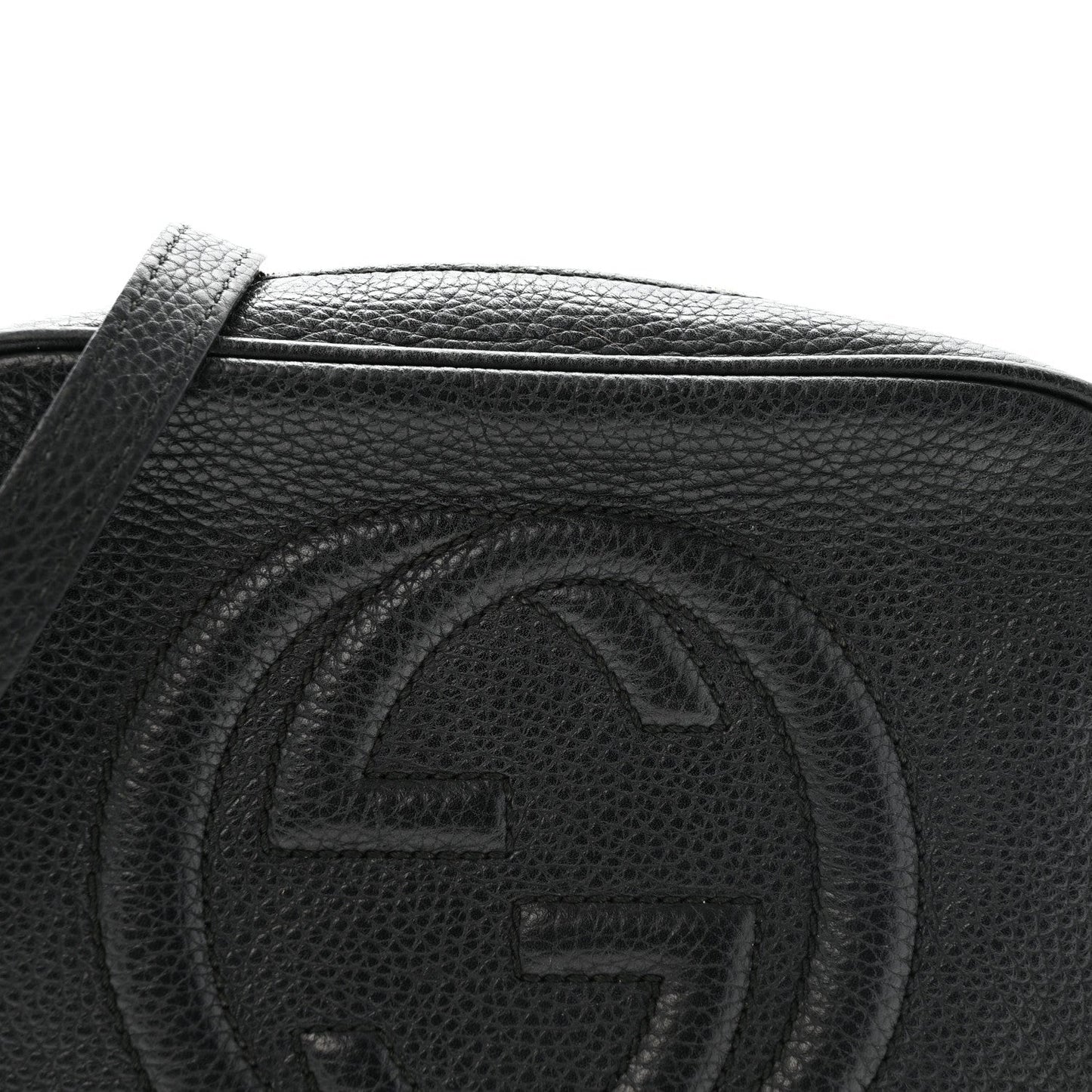 Pebbled Calfskin Small Soho Disco Bag Black