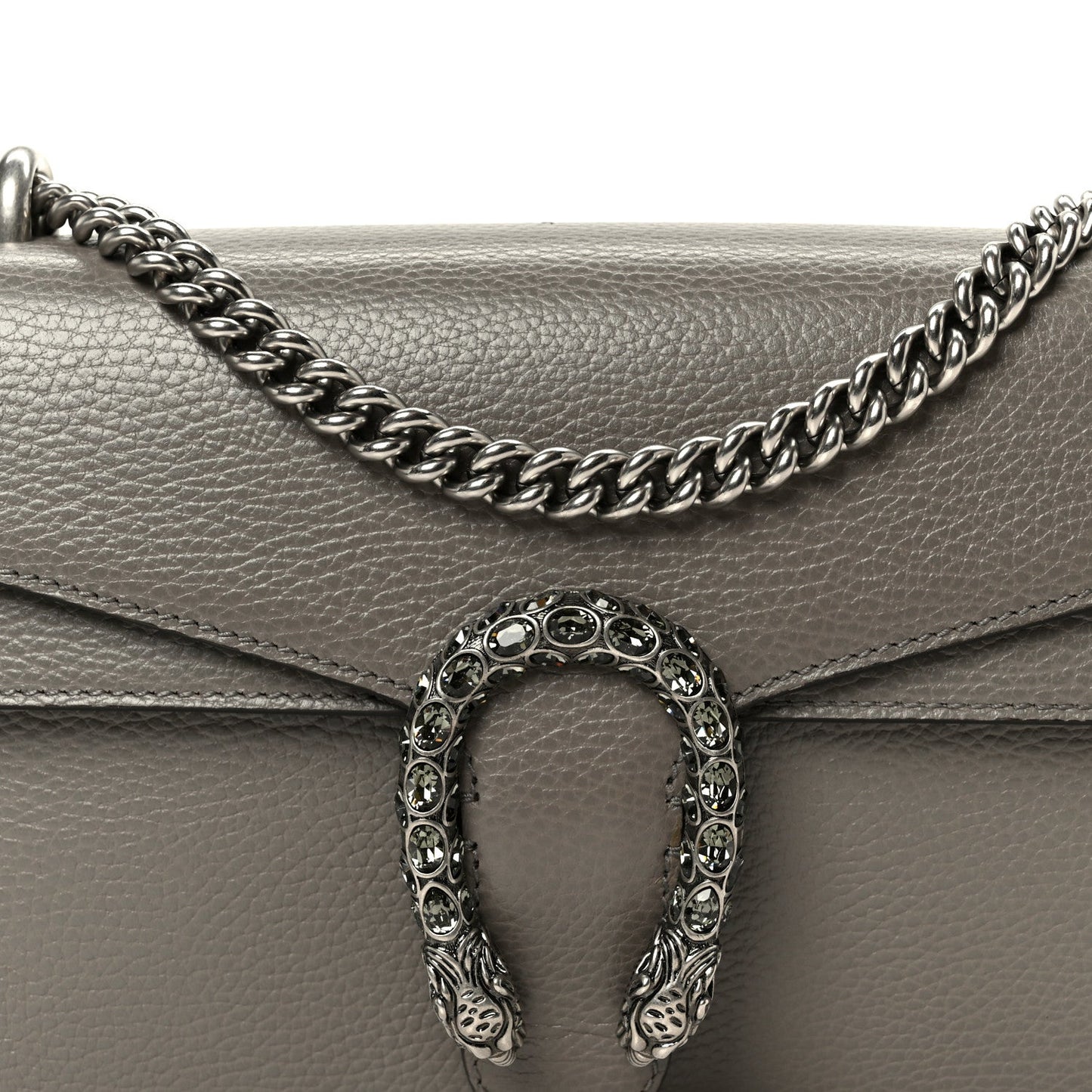 Pebbled Calfskin Small Dionysus Shoulder Bag Dusty Grey