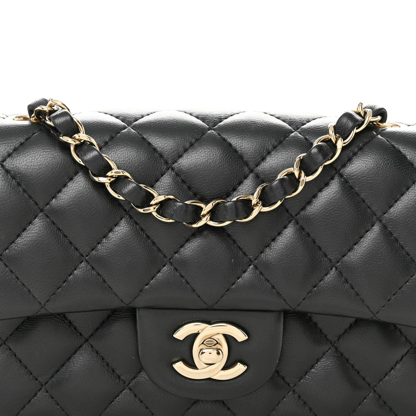 Lambskin Quilted Mini Rectangular Flap Black