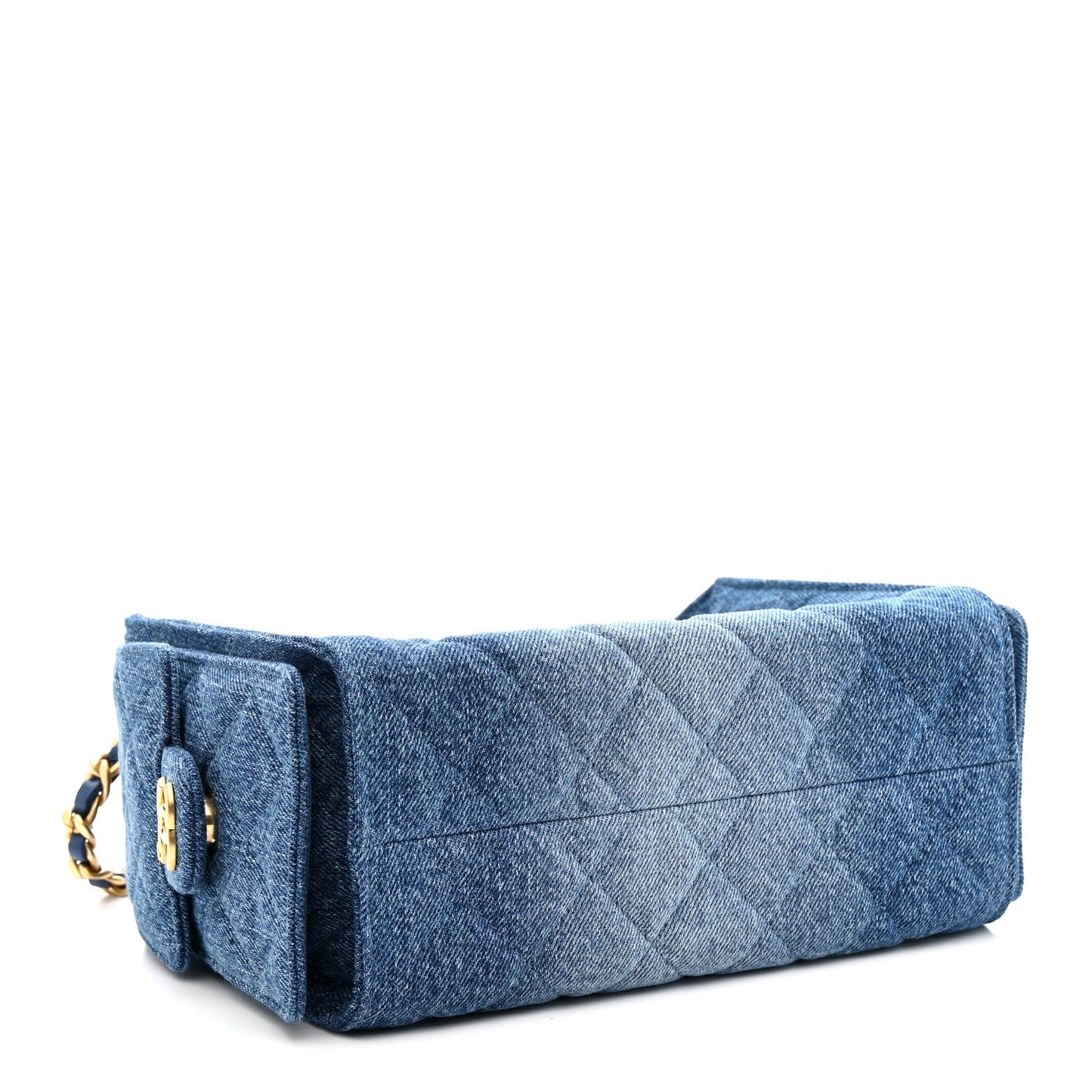 Washed Denim Quilted Mini Chanel 25 Handbag Blue