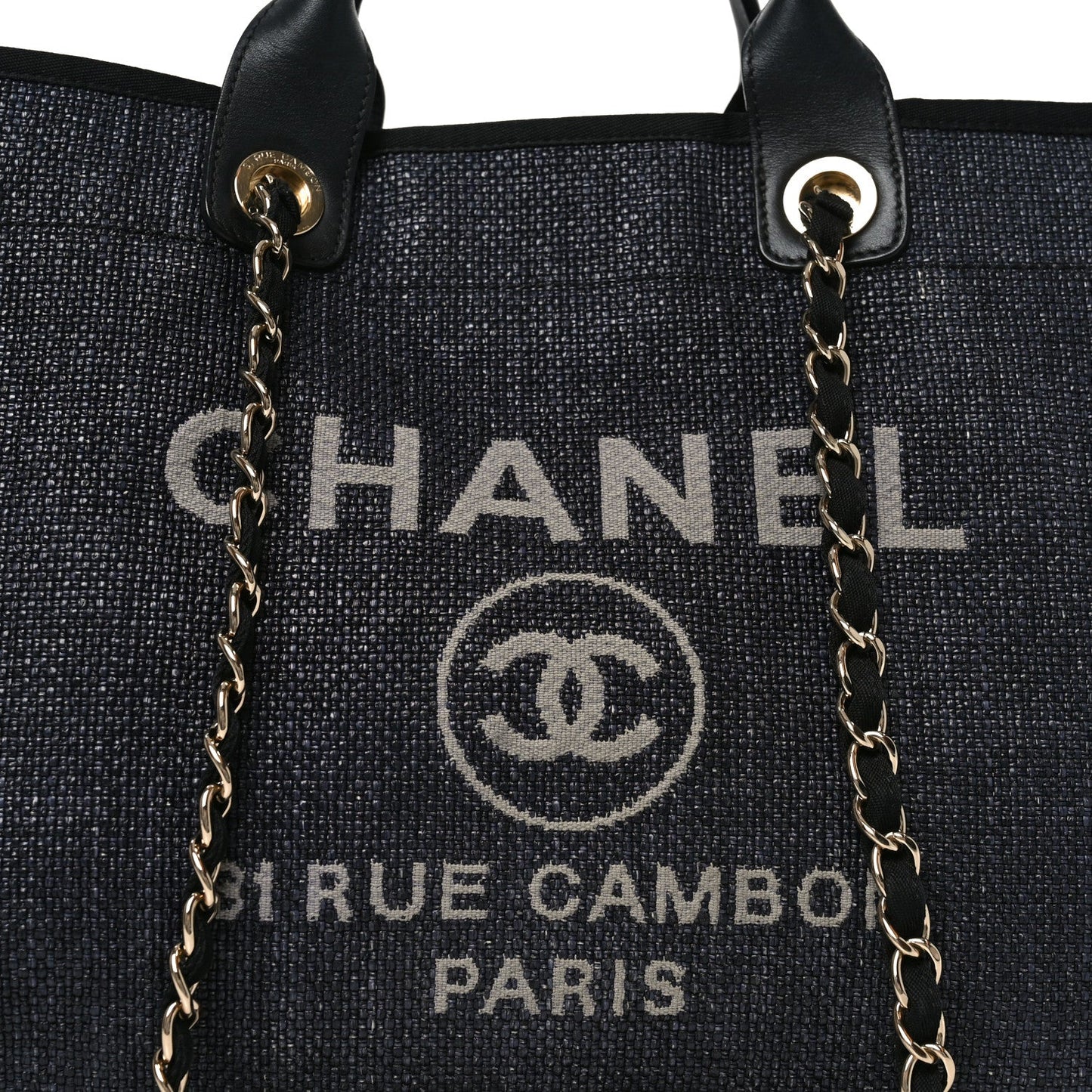 Woven Straw Raffia Large Deauville Tote Black