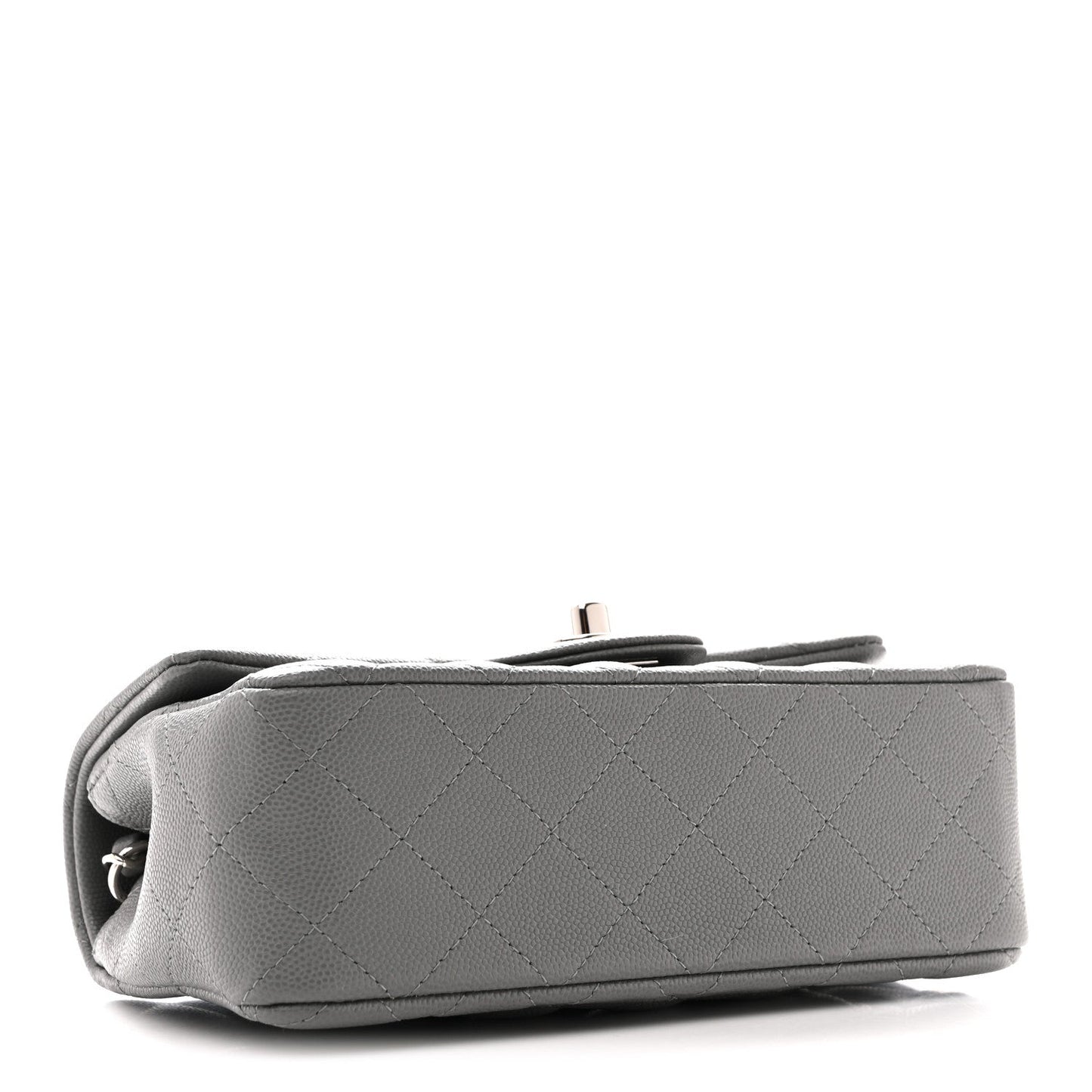 Caviar Quilted Mini Rectangular Flap Grey