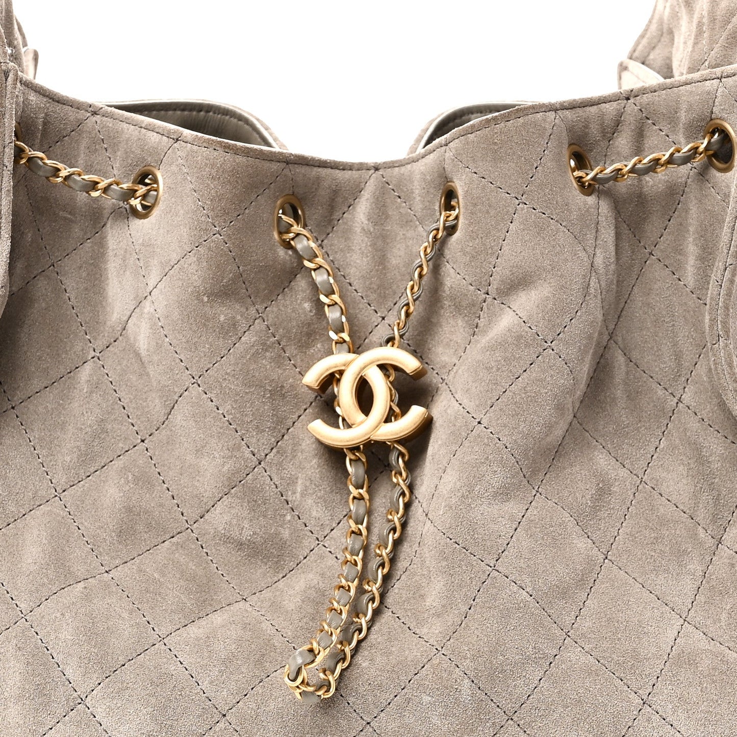 Suede Quilted Medium Chanel 25 Handbag Grey