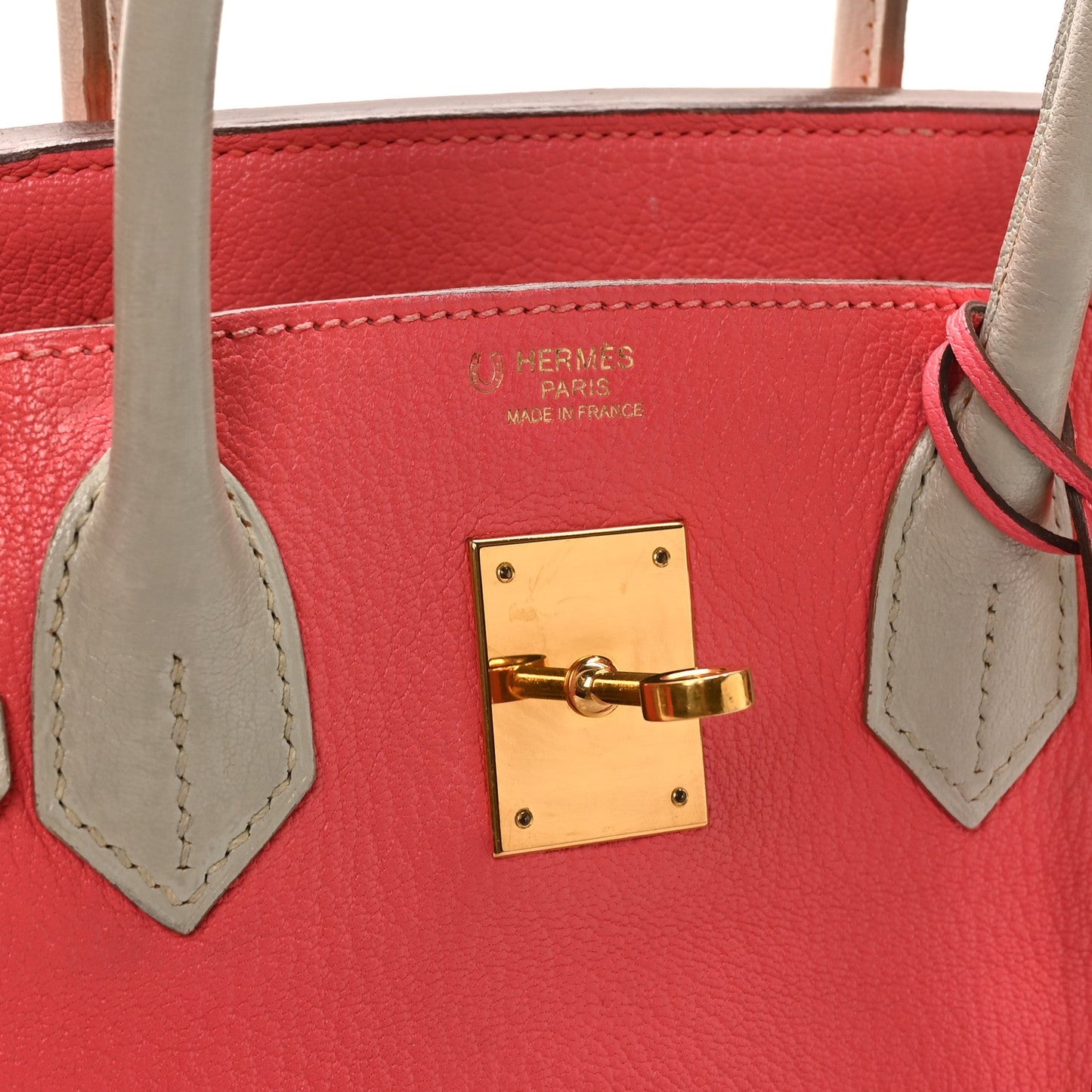 Chevre Mysore Horseshoe Birkin 30  Rose Lipstick Gris Perle
