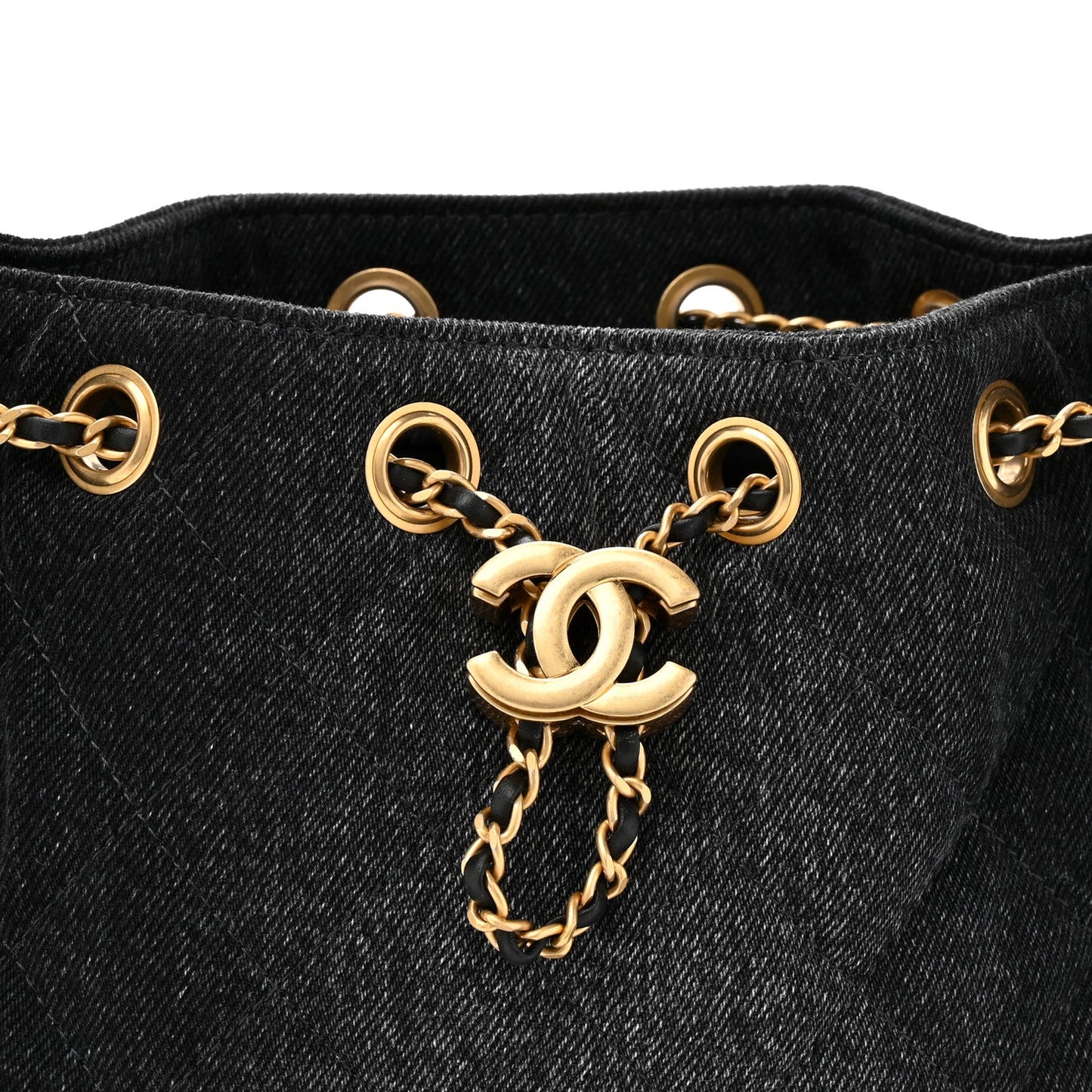 Washed Denim Quilted Mini Chanel 25 Handbag Black