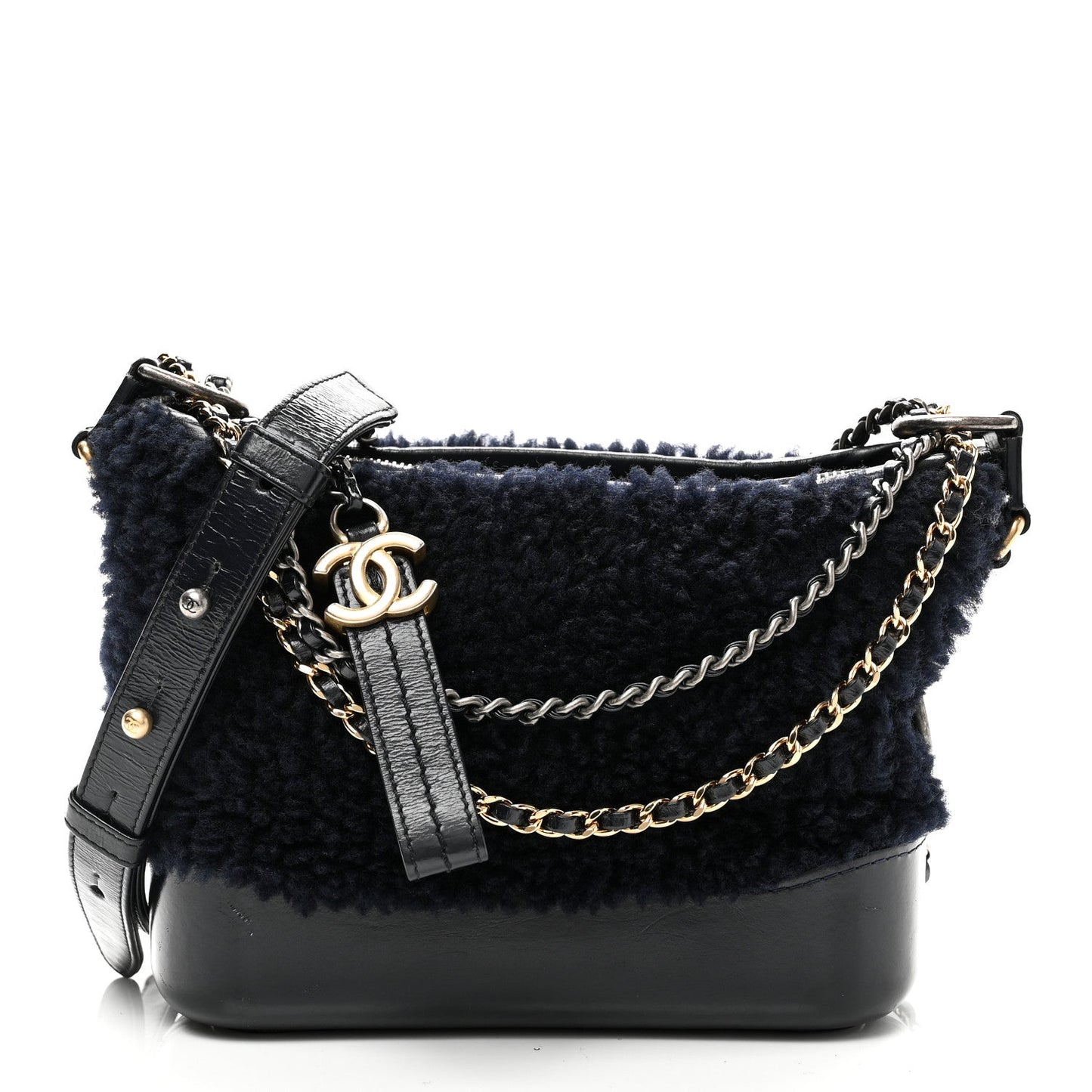 Shearling Small Gabrielle Hobo Navy