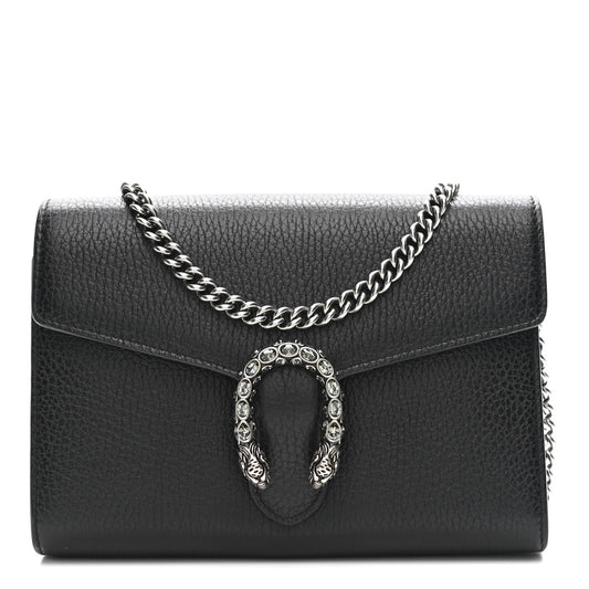 Calfskin Mini Dionysus Chain Wallet Black