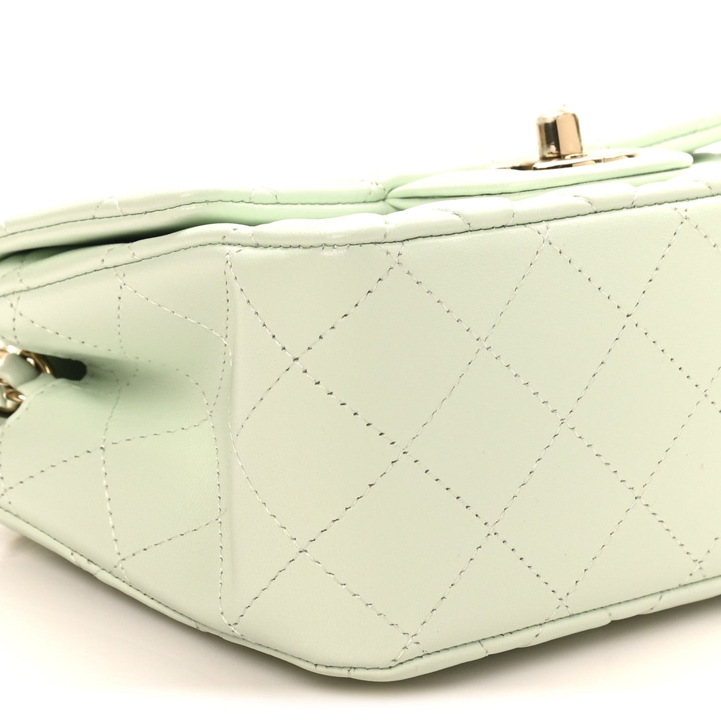 Lambskin Quilted Mini Square Flap Light Green