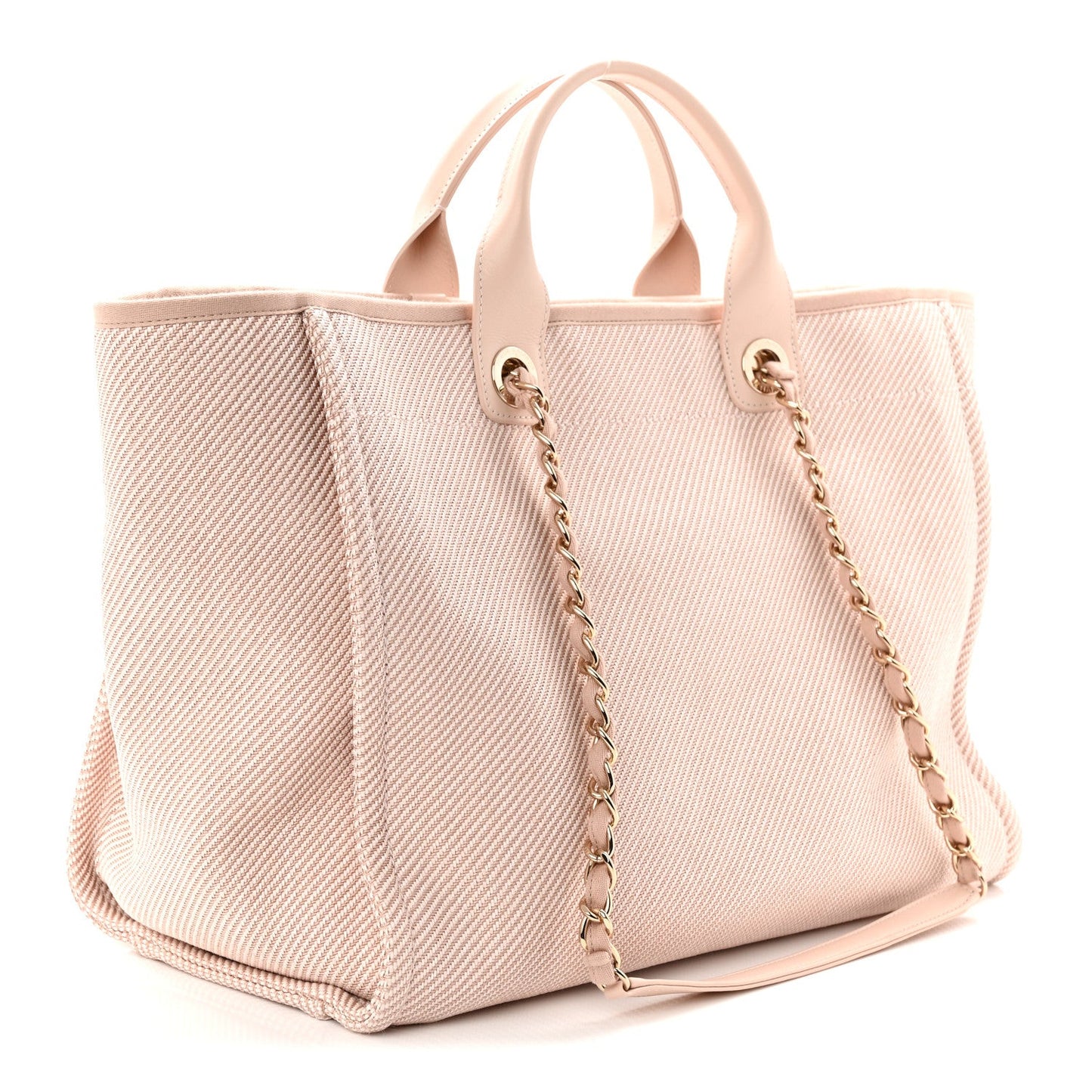 Mixed Fibers Calfskin Medium Deauville Tote Beige