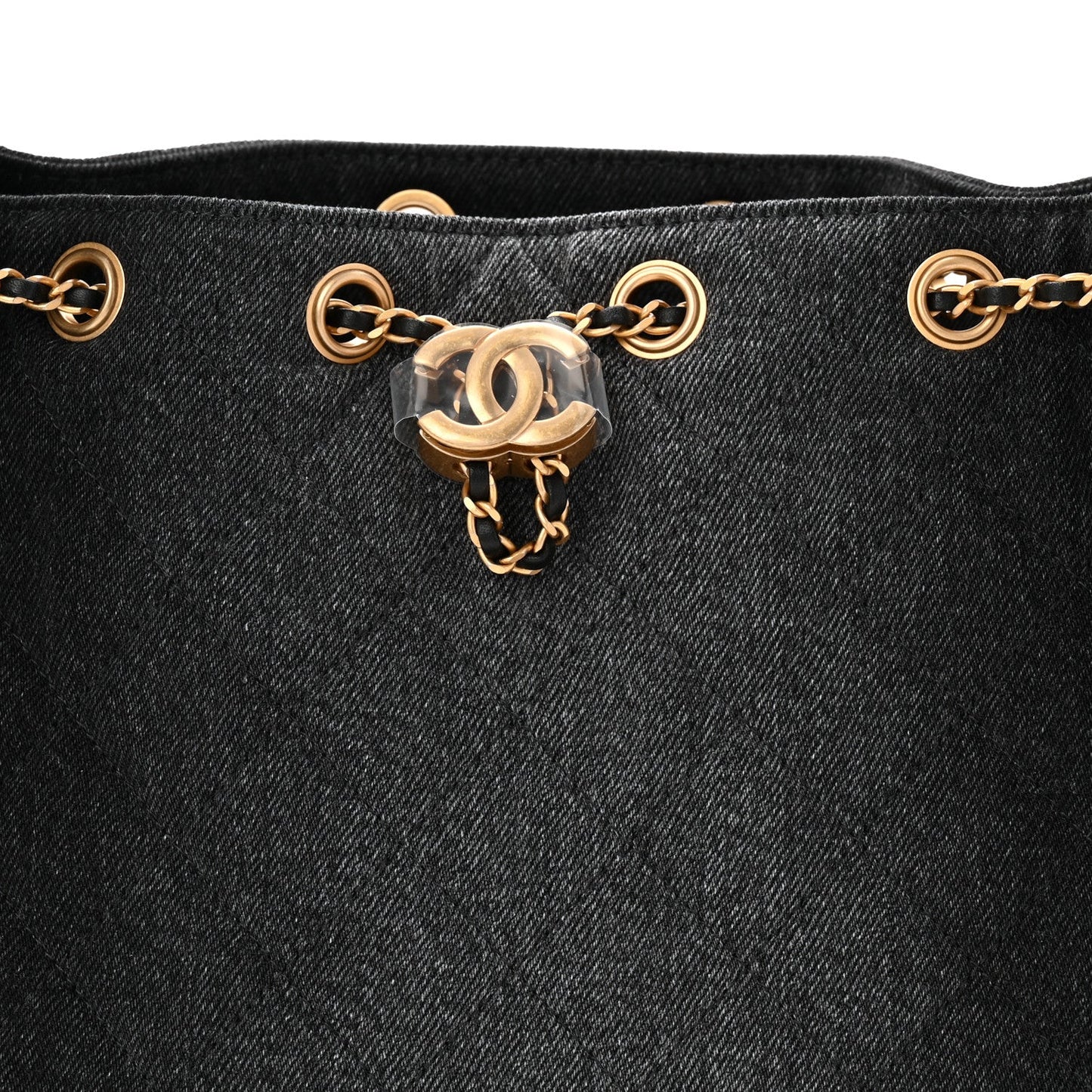 Washed Denim Quilted Small Chanel 25 Handbag Black