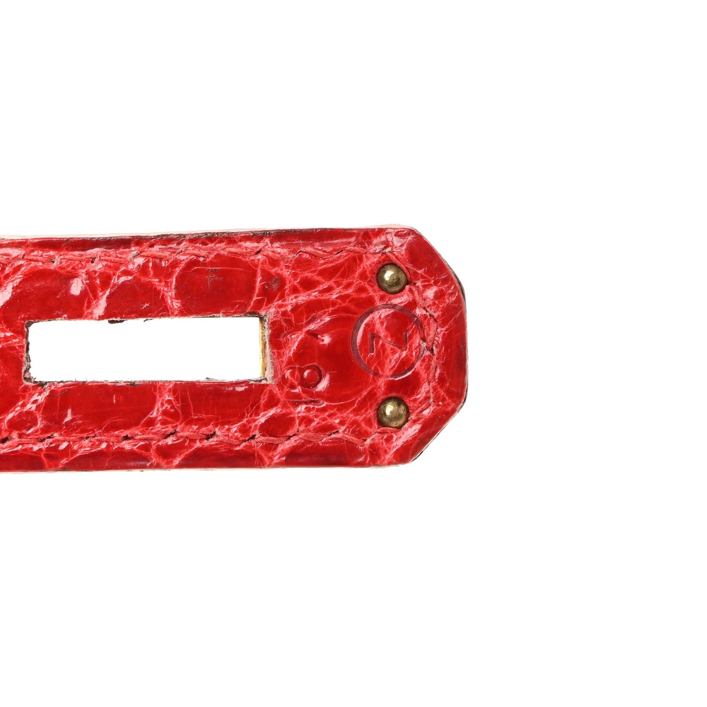Shiny Porosus Crocodile Kelly Sellier 28 Rouge Vif