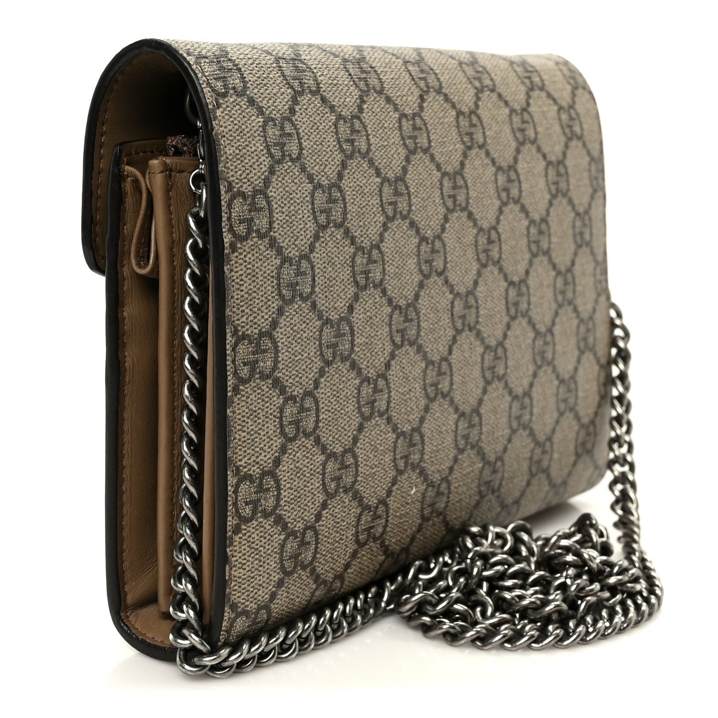GG Supreme Monogram Mini Dionysus Chain Wallet Beige Taupe