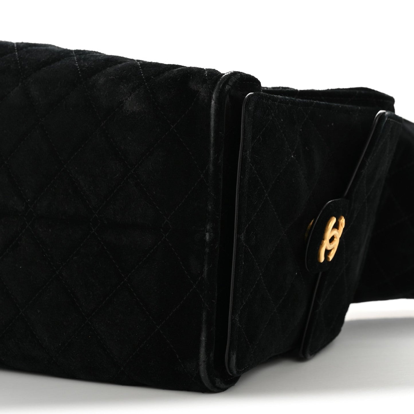 Suede Quilted Medium Chanel 25 Handbag Black
