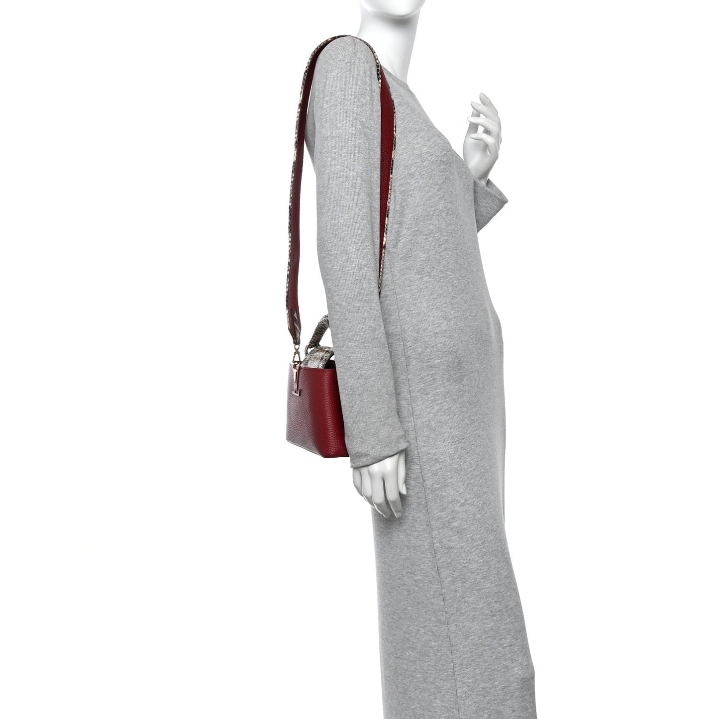 Taurillon Snakeskin Mini Capucines Burgundy