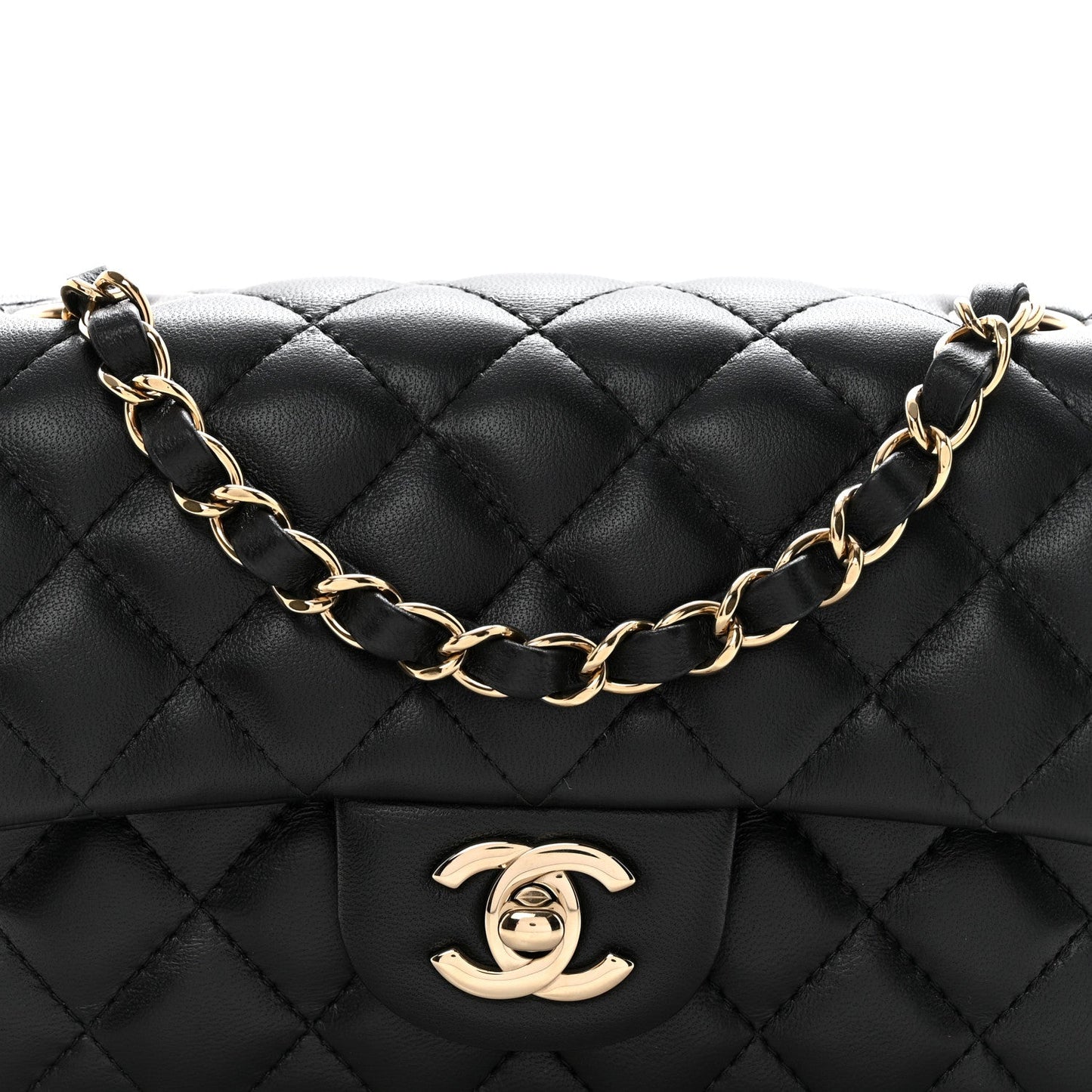 Lambskin Quilted Mini Rectangular Flap Black