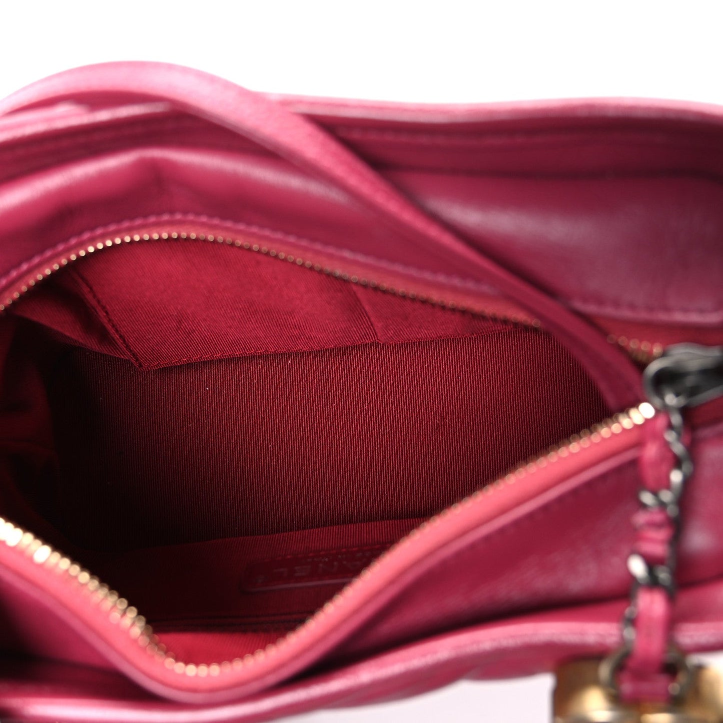 Aged Calfskin Chevron Quilted Small Gabrielle Hobo Dark Pink