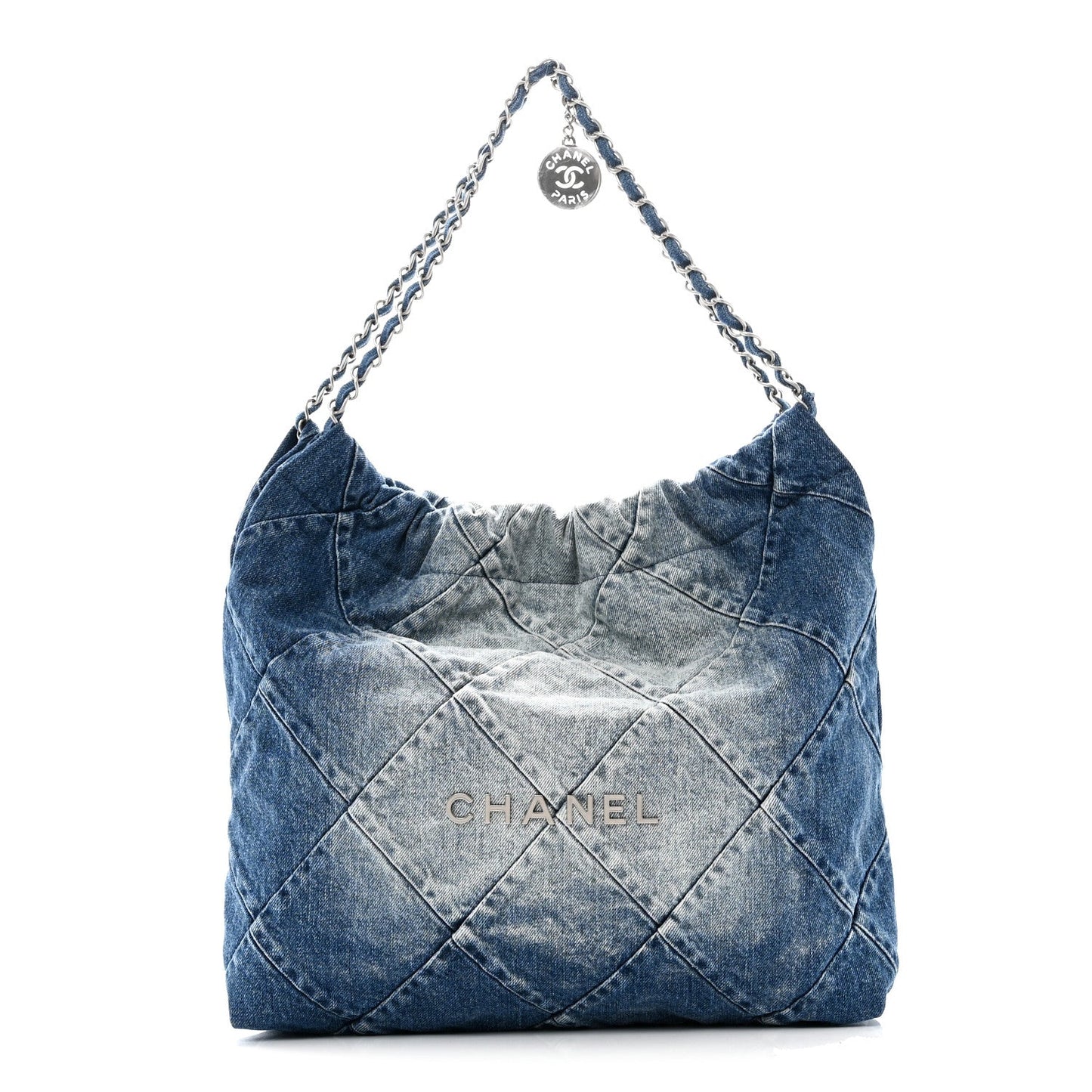 Denim Quilted Chanel 22 Blue