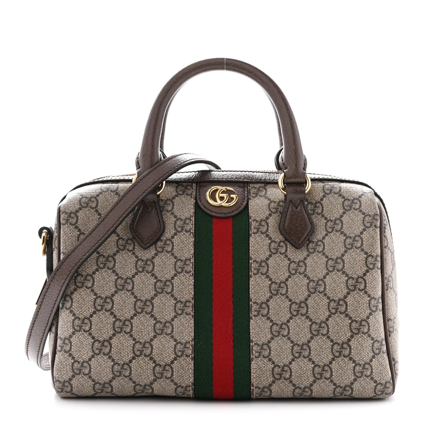 GG Supreme Monogram Web Small Ophidia Top Handle Bag Beige Ebony