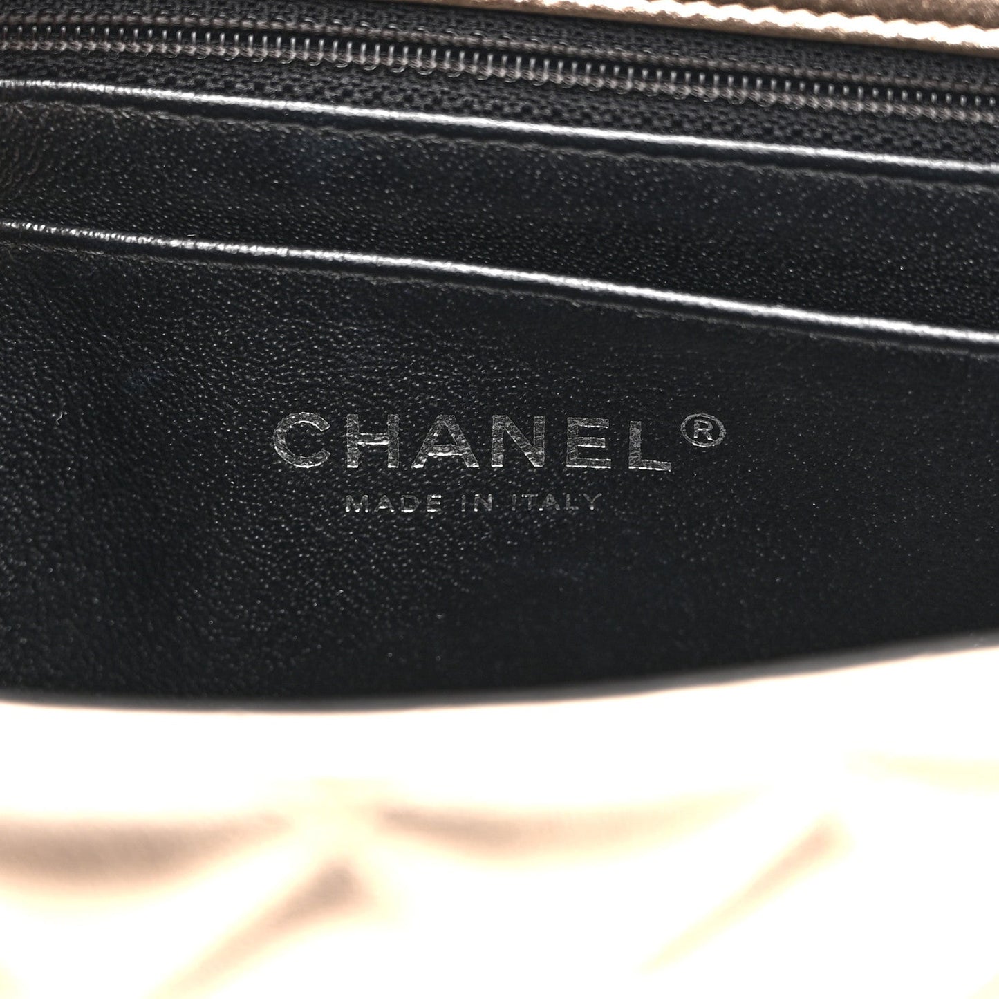 Metallic Lambskin Quilted Mini Square Flap Gold Black