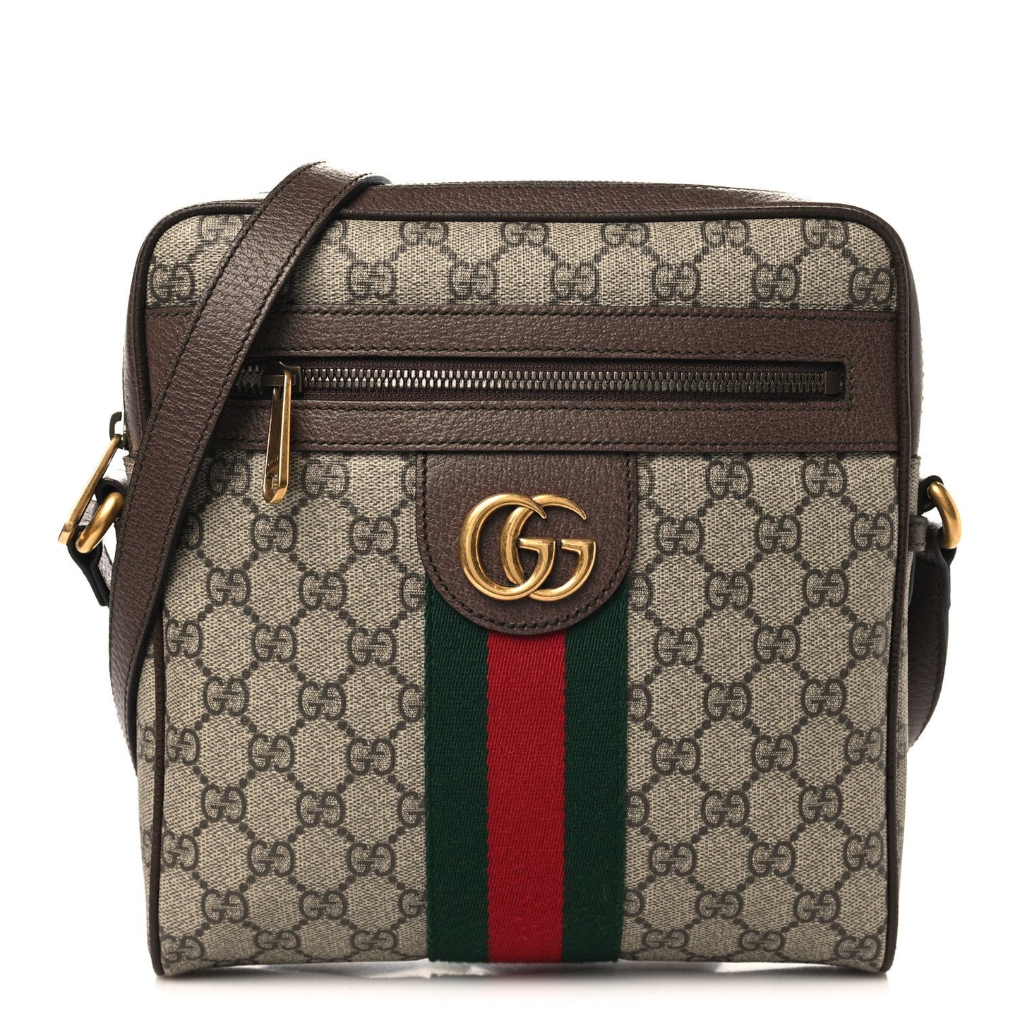 GG Supreme Monogram Web Small Ophidia Messenger Bag Brown