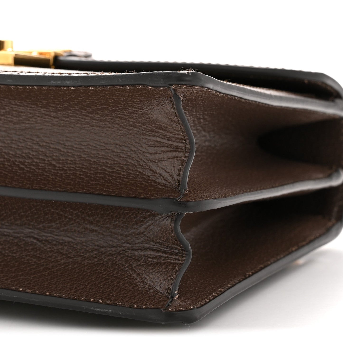 GG Supreme Monogram Textured Dollar Calfskin Web Small Ophidia Padlock Top Handle Bag Beige Ebony New Acero