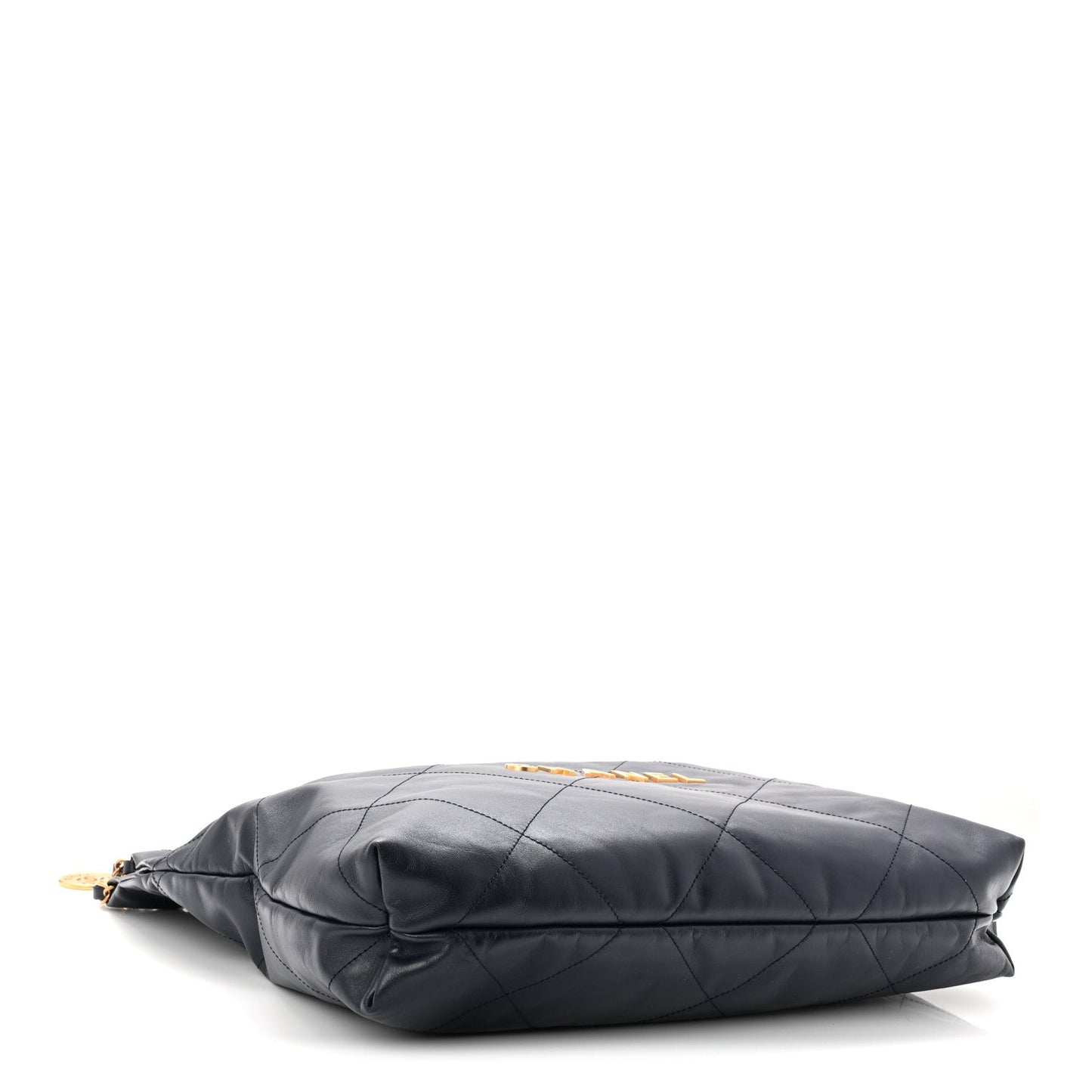 Shiny Calfskin Quilted Chanel 22 Navy Blue
