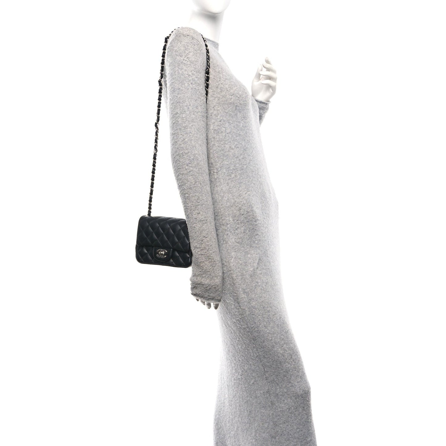 Lambskin Quilted Mini Square Flap Black