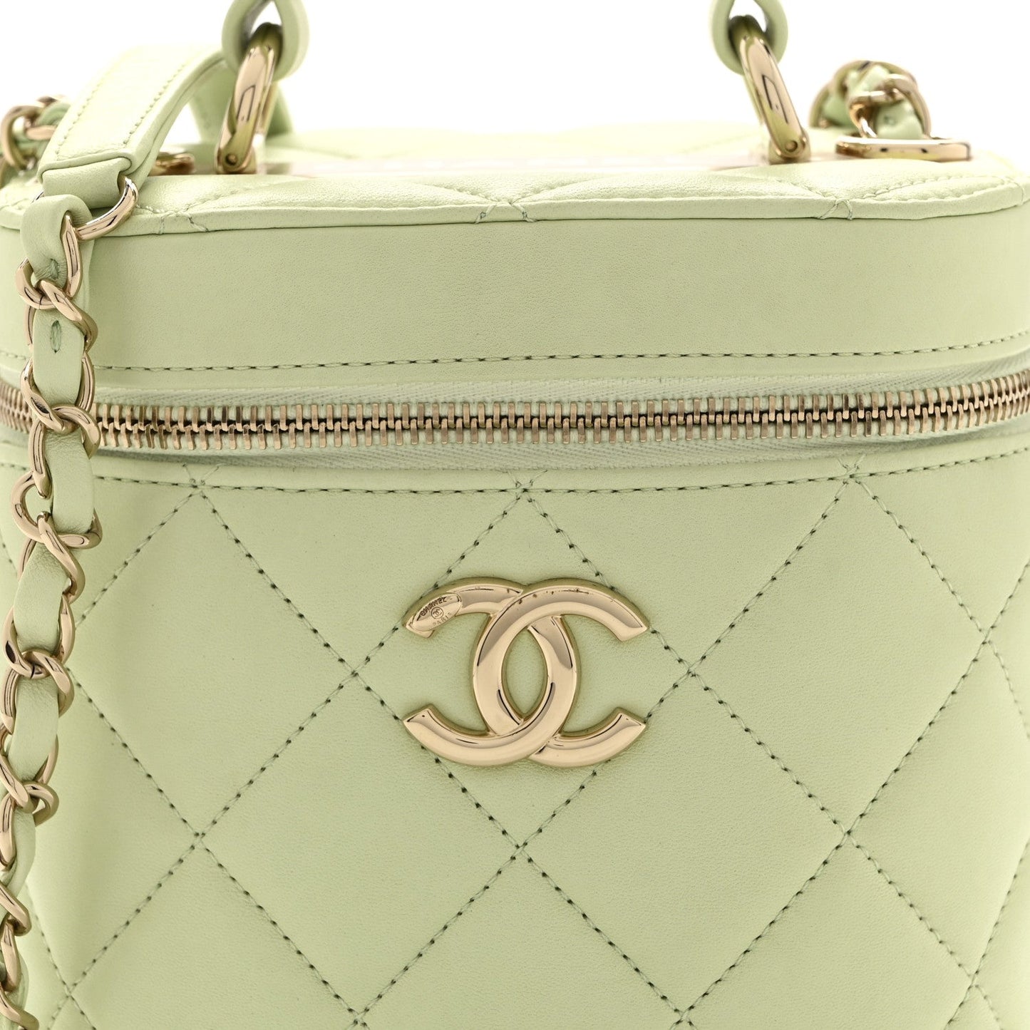 Lambskin Quilted Trendy Vanity Case Sea Green