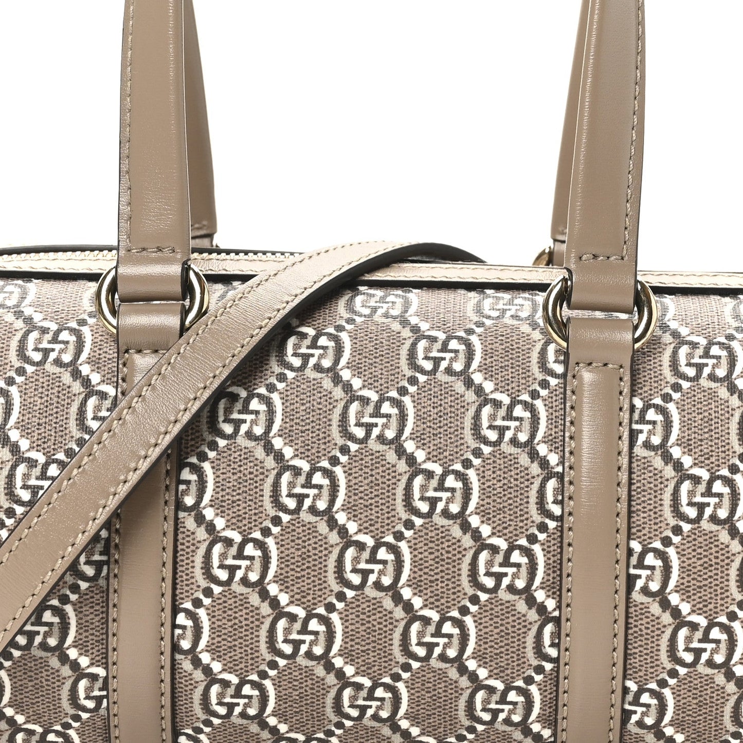 GG Shadow Monogram Ophidia Top Handle Bowler Bag Taupe