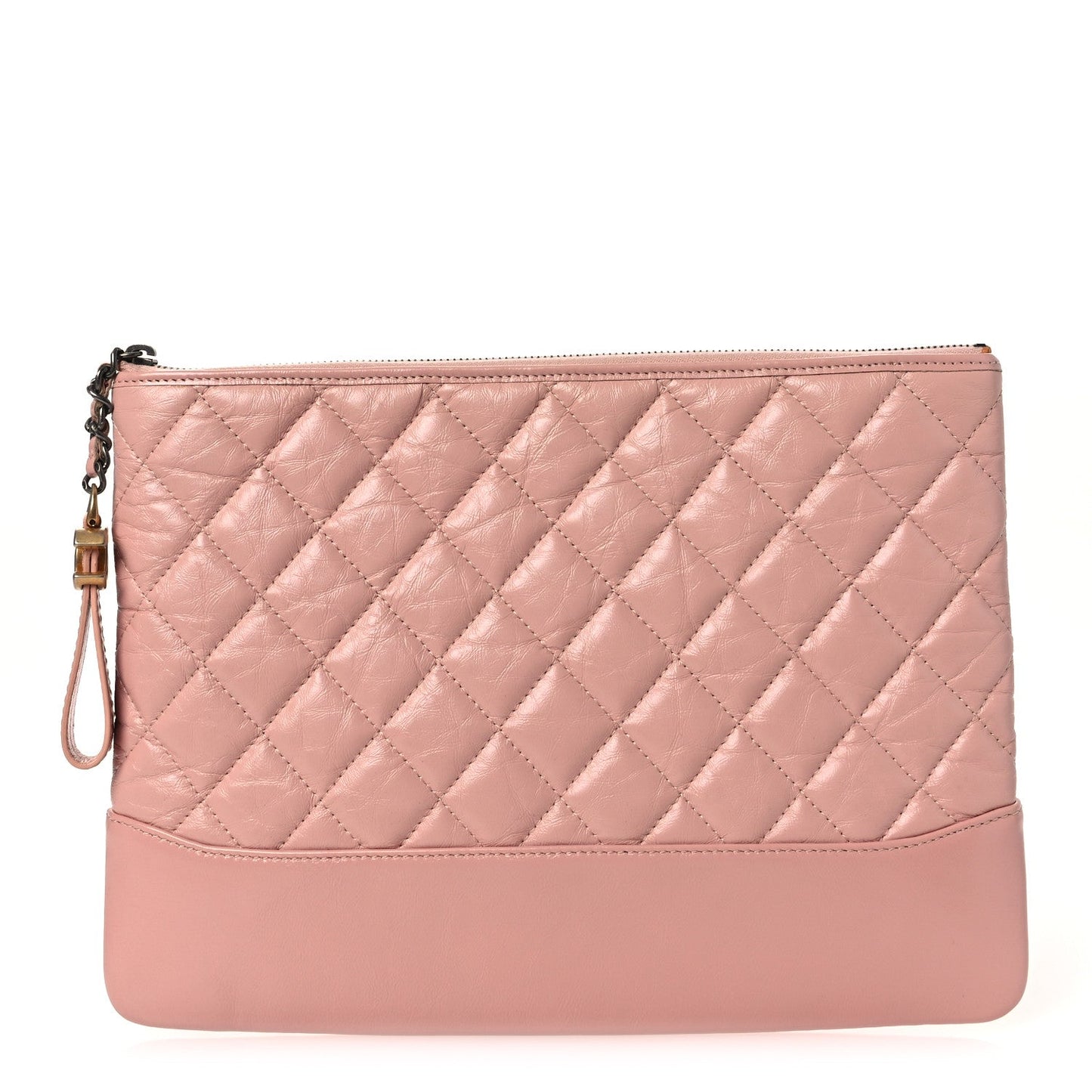 Aged Calfskin Quilted Medium Gabrielle Cosmetic Case Pink
