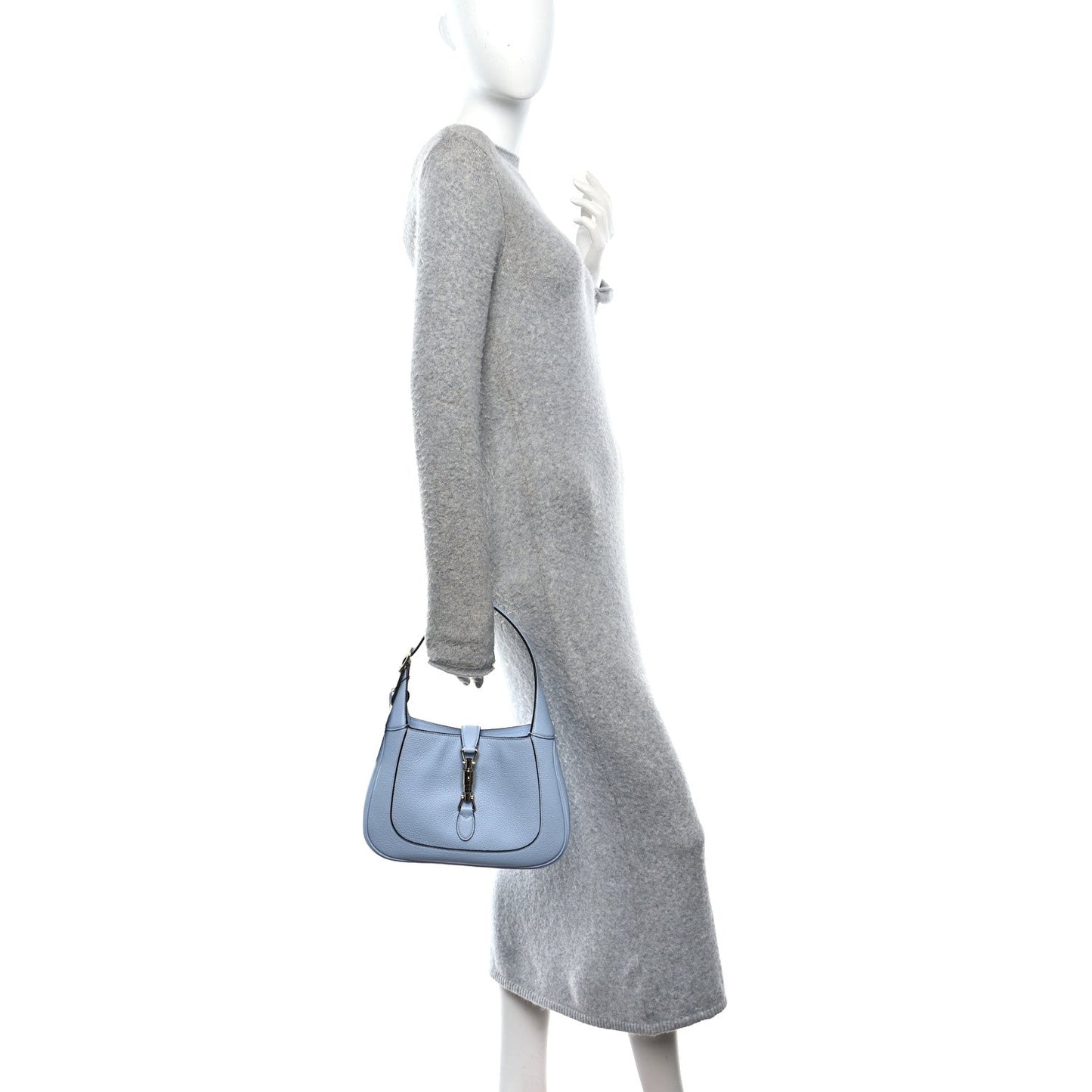 Grained Calfskin Web Medium Jackie 1961 Hobo Light Blue