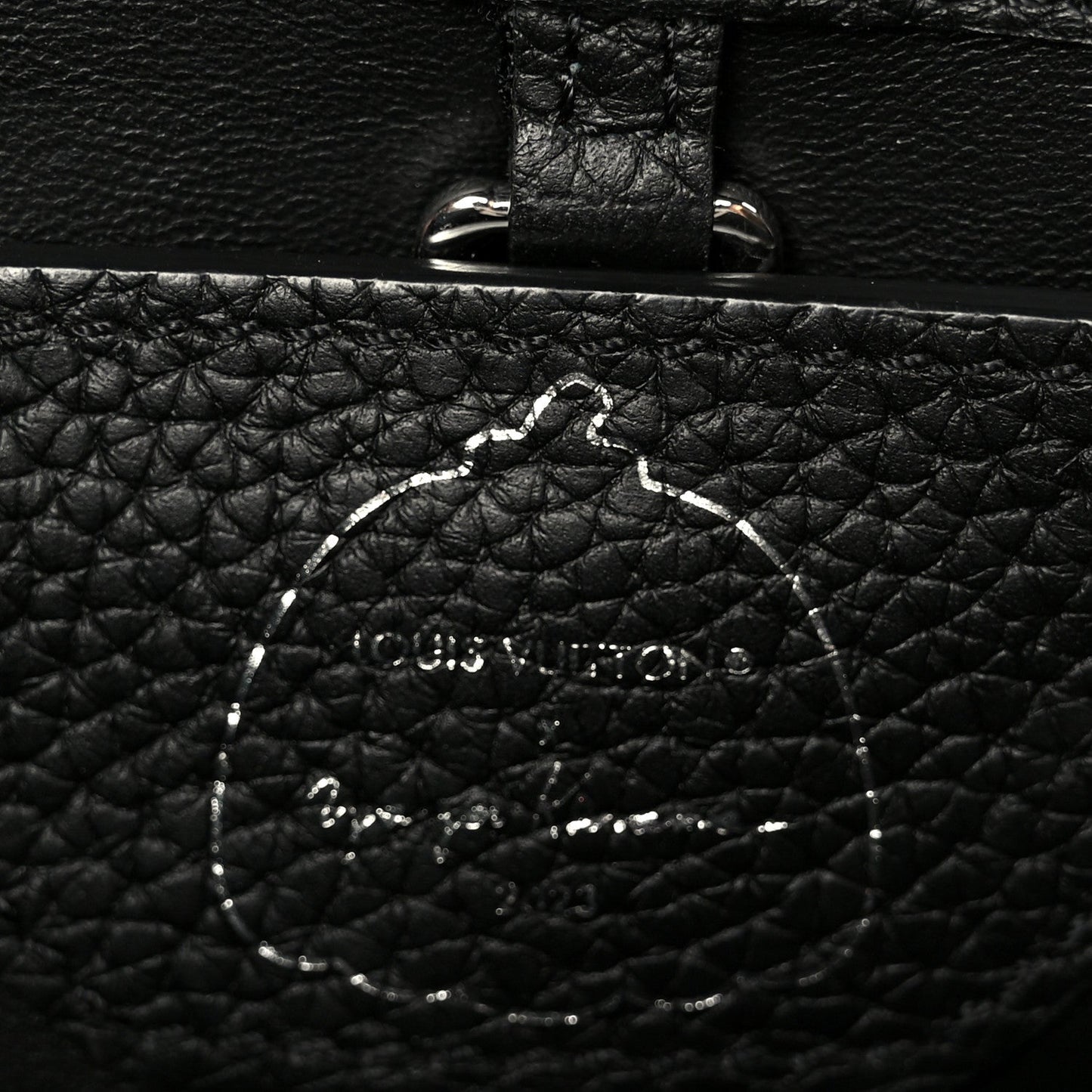 LV X YK Taurillon Inlaid Kusama Flowers Capucines BB Black