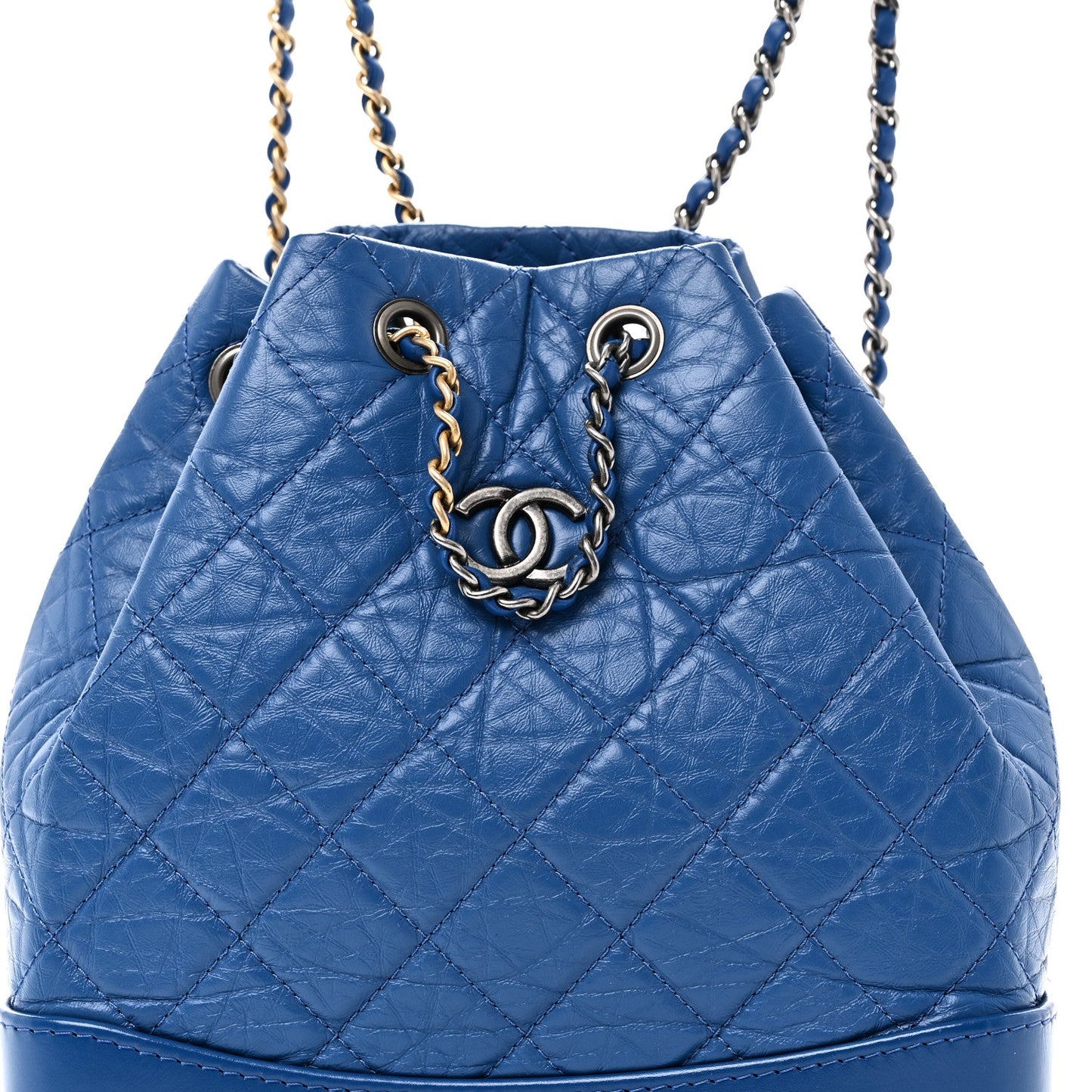 Aged Calfskin Quilted Small Gabrielle Backpack Blue
