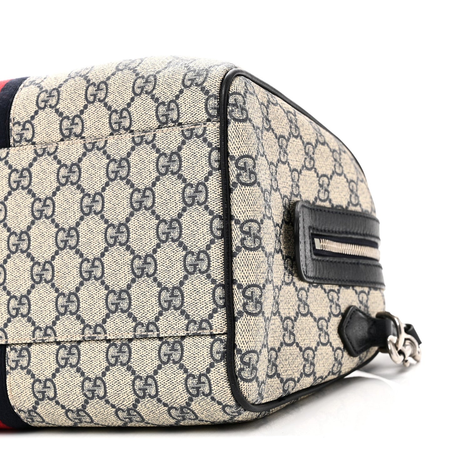 GG Supreme Monogram Web Medium Ophidia Top Handle Bag Beige Blue