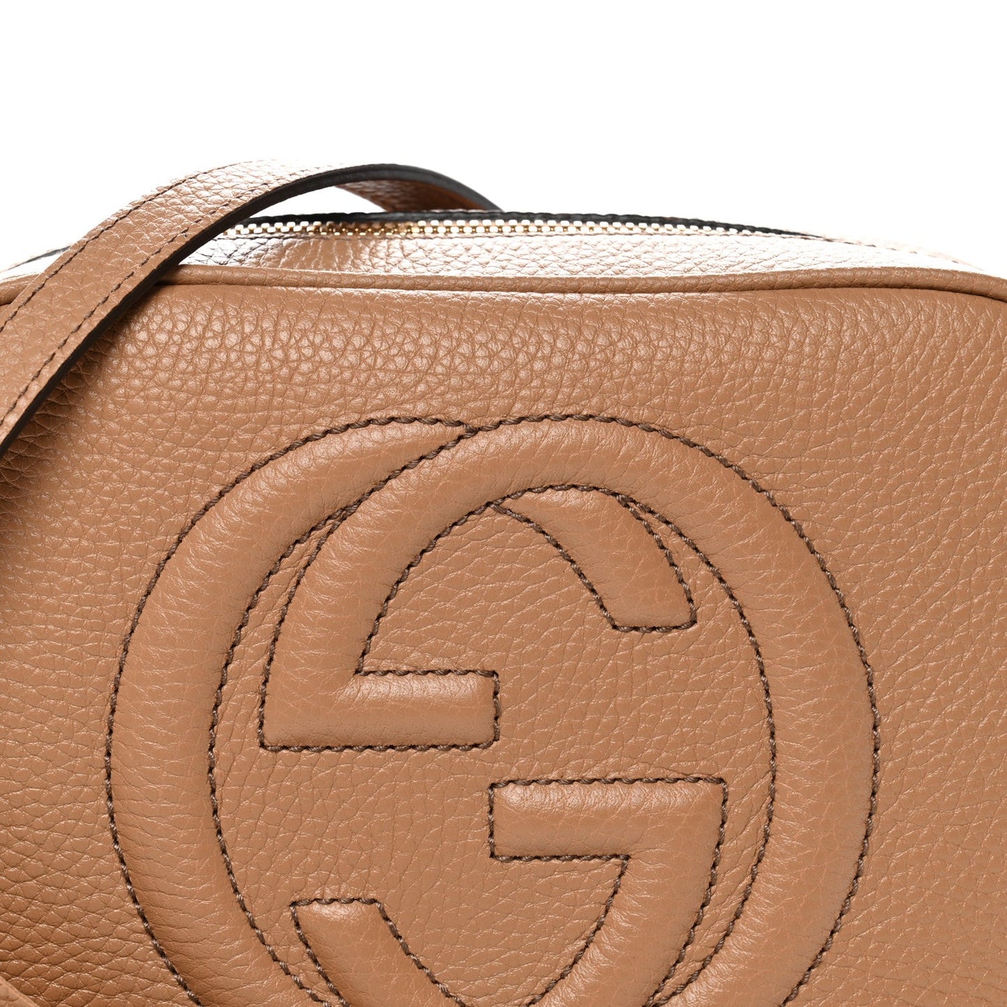 Pebbled Calfskin Small Soho Disco Bag Camelia