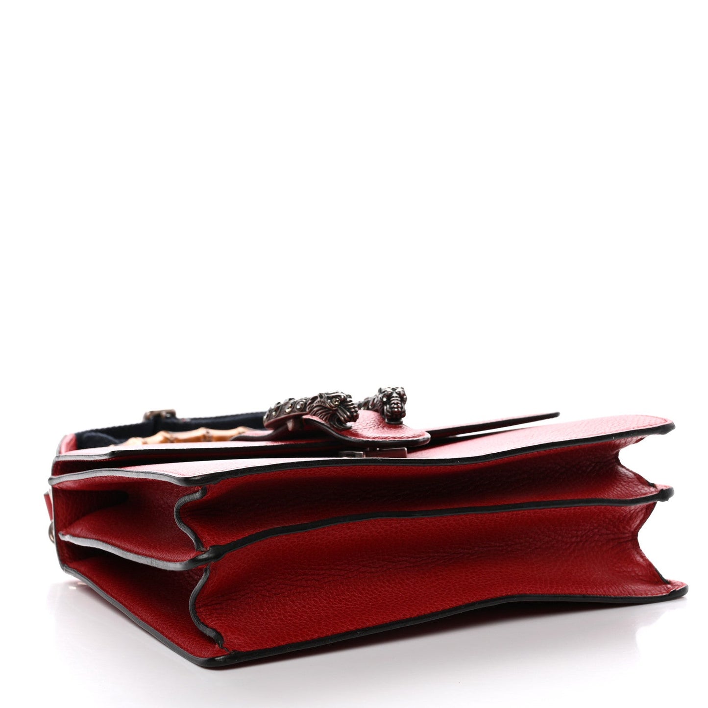 Dollar Calfskin Crystal Web Medium Dionysus Bamboo Top Handle Bag Hibiscus Red Black Diamond