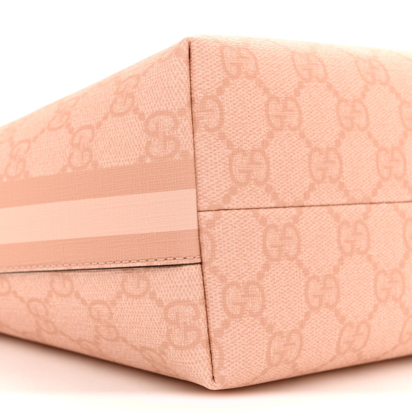 GG Supreme Monogram Textured Calfskin Web Super Mini Ophidia Shoulder Bag Pink