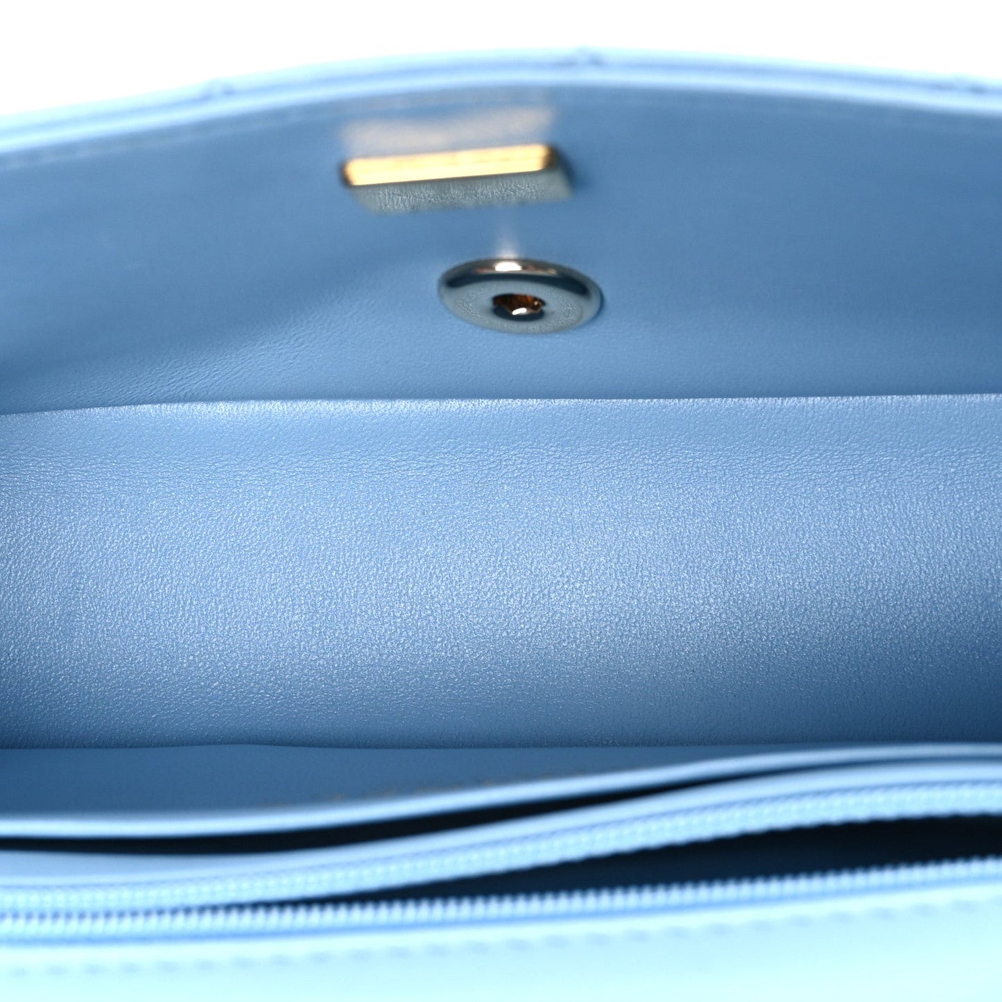 Lambskin Quilted Mini Rectangular Flap Light Blue