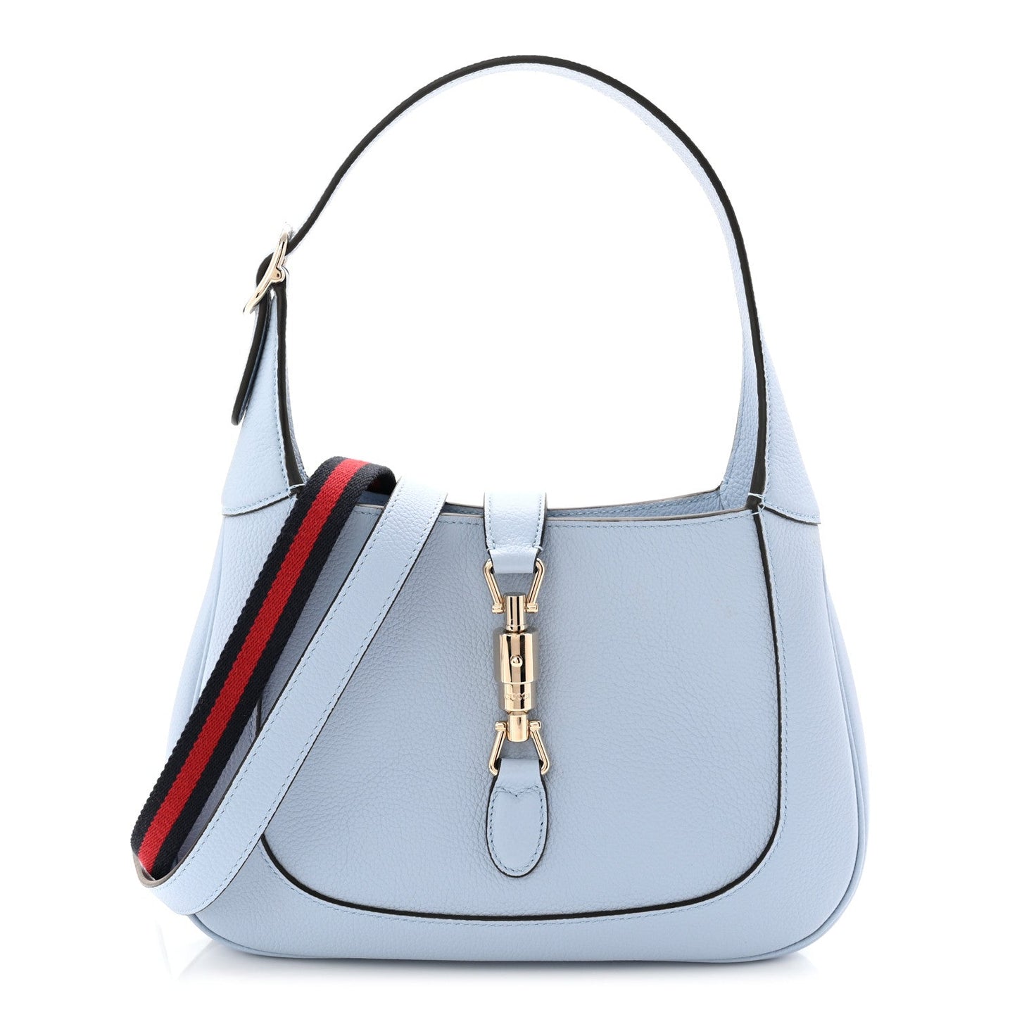 Grained Calfskin Web Medium Jackie 1961 Hobo Light Blue