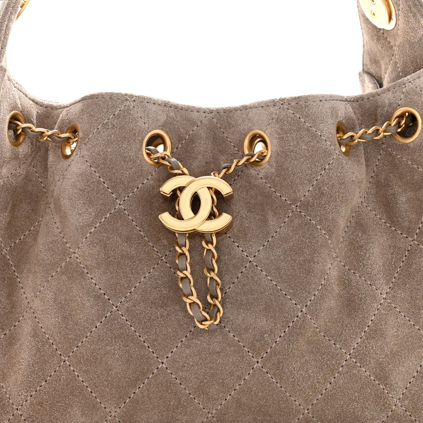 Suede Quilted Mini Chanel 25 Handbag Dark Grey