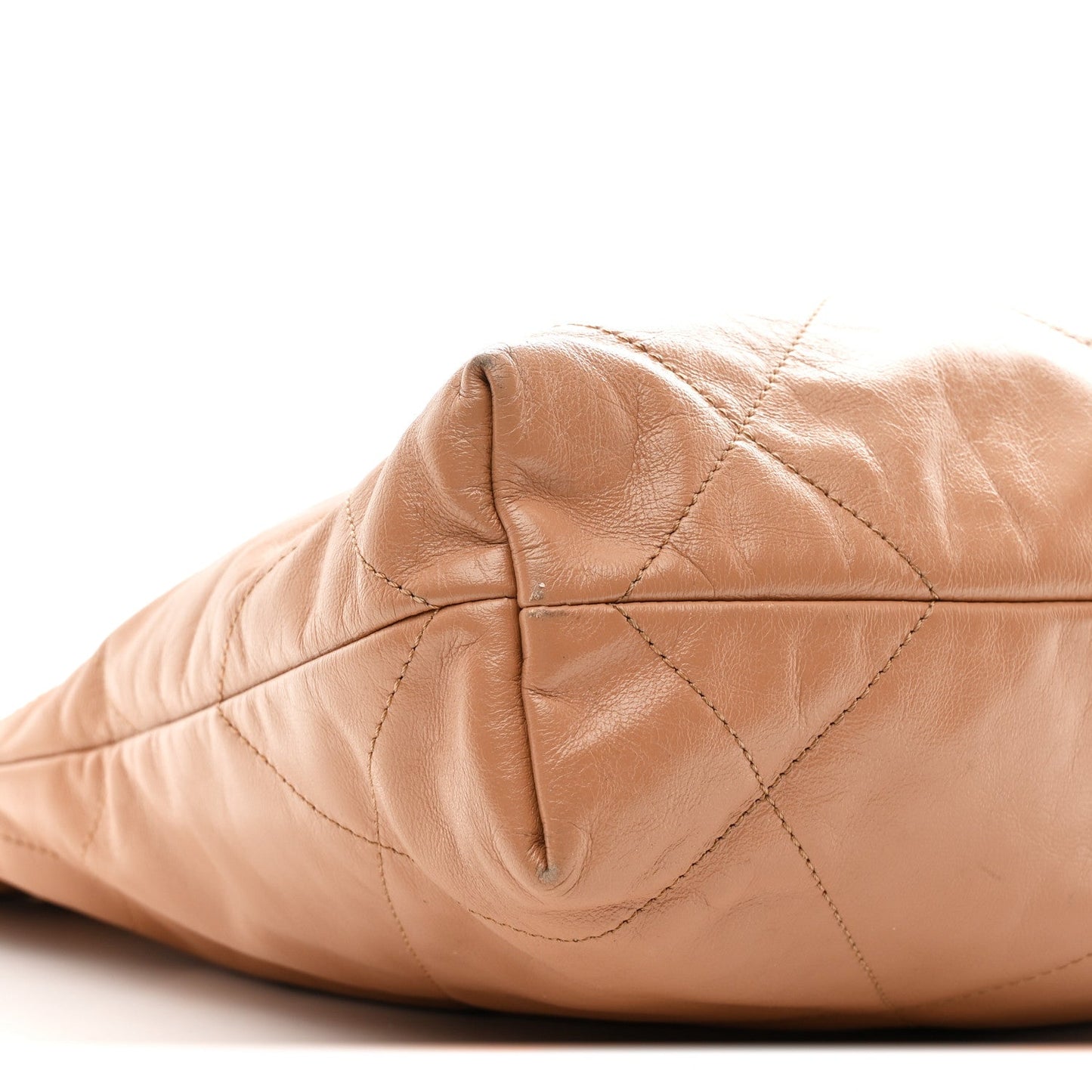 Shiny Calfskin Quilted Small Chanel 22 Beige