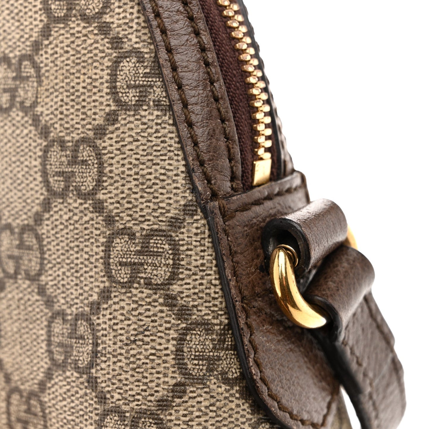 GG Supreme Monogram Textured Dollar Calfskin Web Small Ophidia Dome Shoulder Bag Beige Ebony New Acero
