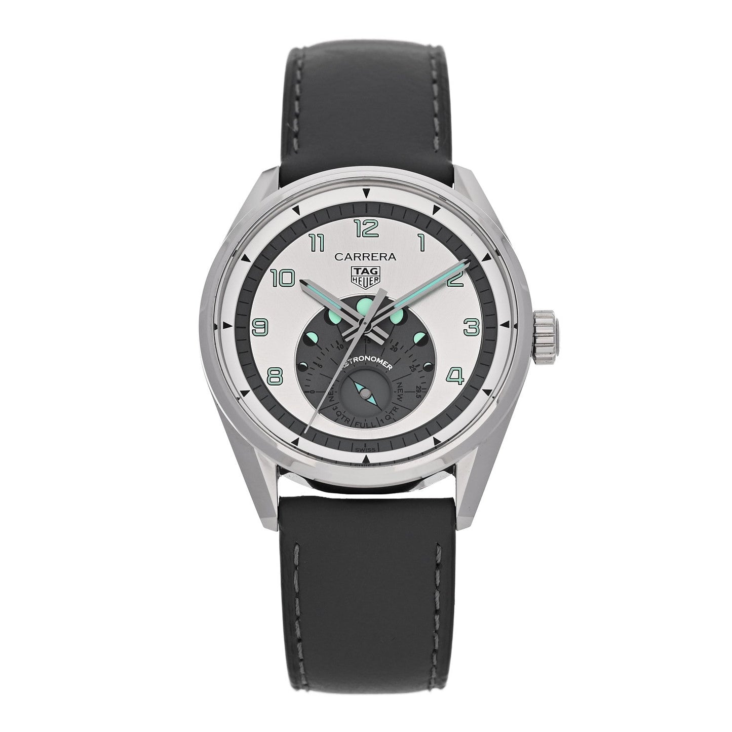 Stainless Steel Calfskin 39mm Carrera Astronomer Automatic Watch Silver WBX2112