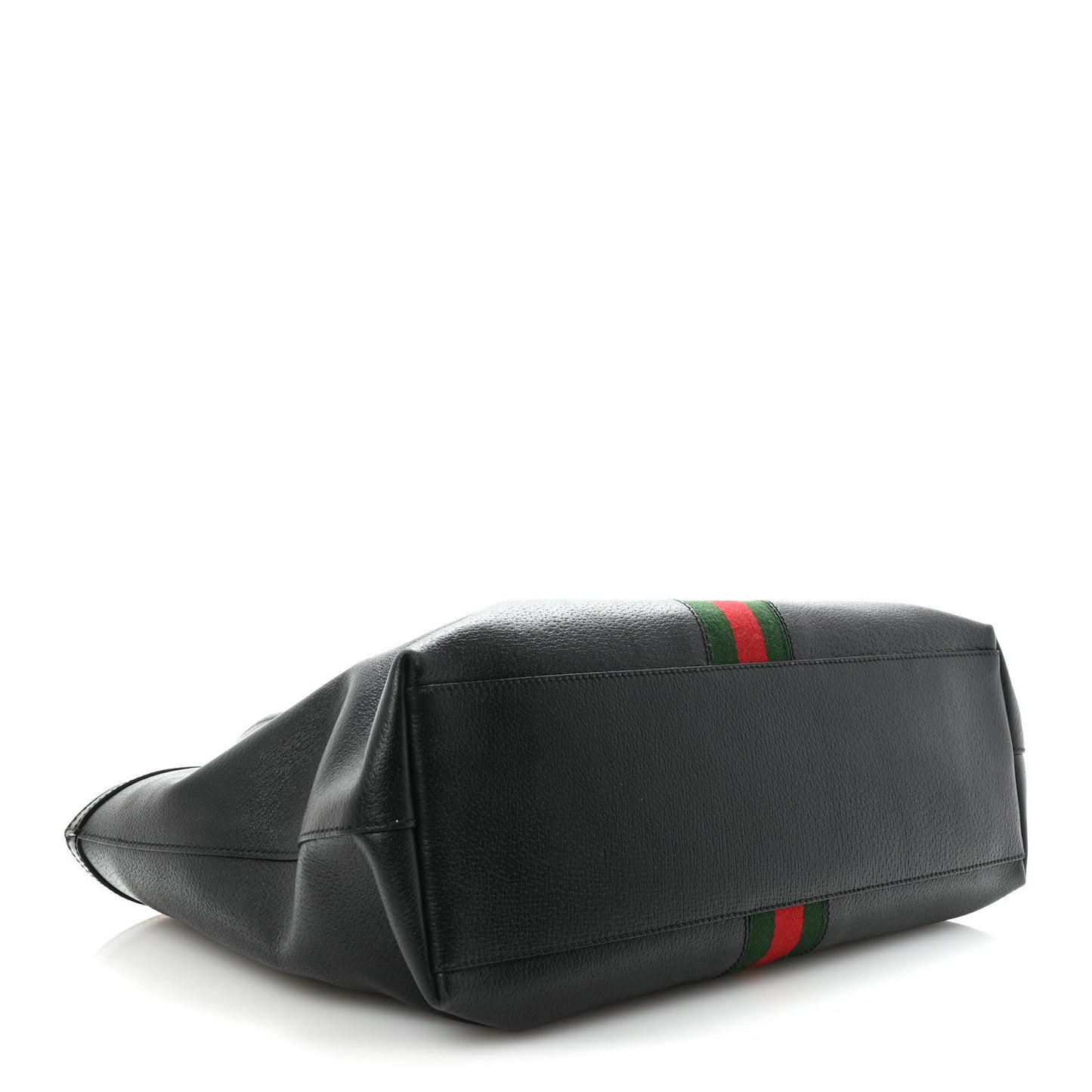 Textured Calfskin Web Medium Ophidia Shopping Tote Black