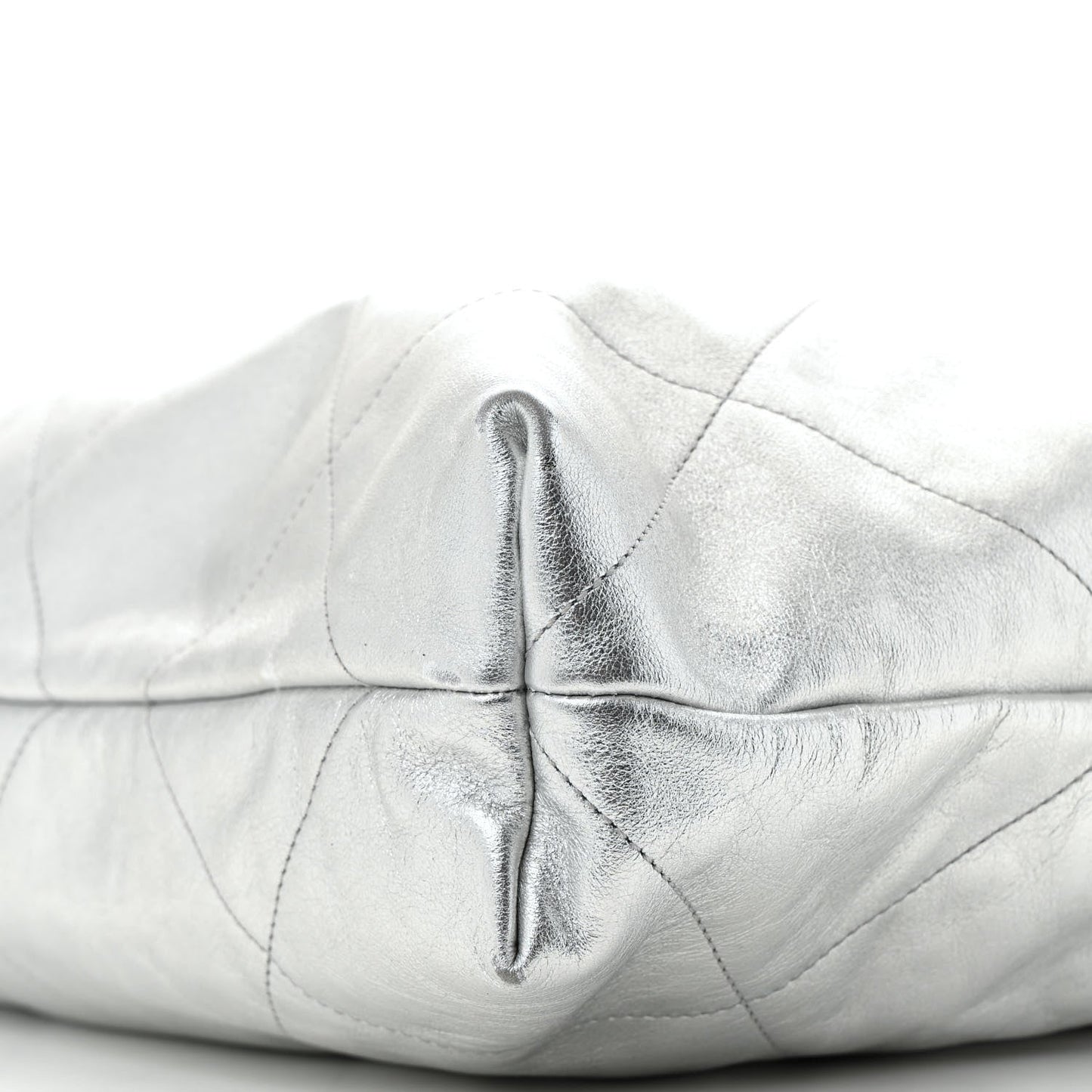 Metallic Calfskin Quilted Chanel 22 Silver